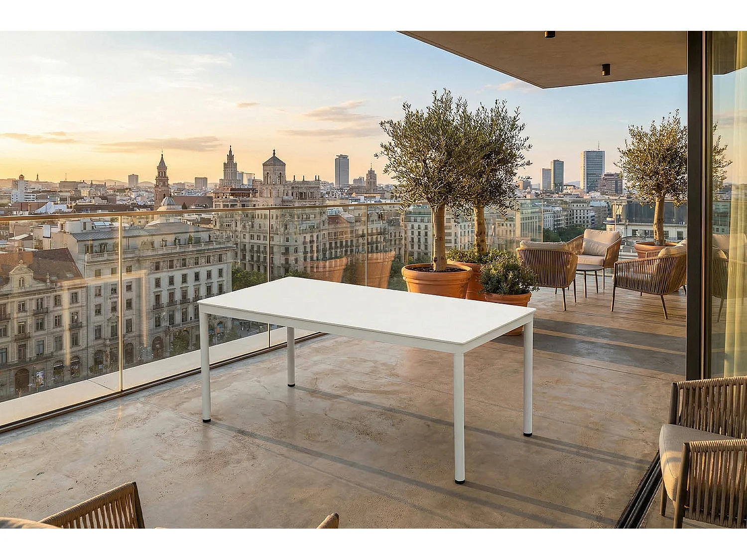 Mesa de comedor - gris claro cerámica - 90 x 180 cm - LONGA
