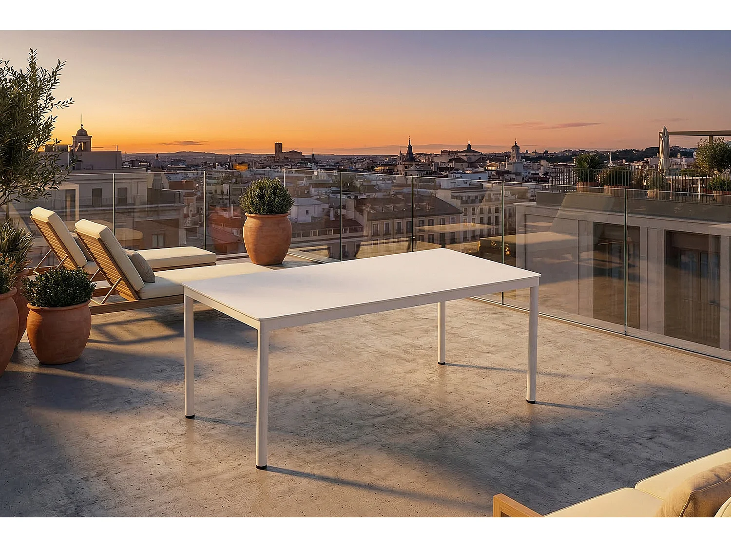 Mesa de comedor - gris claro cerámica - 90 x 180 cm - LONGA