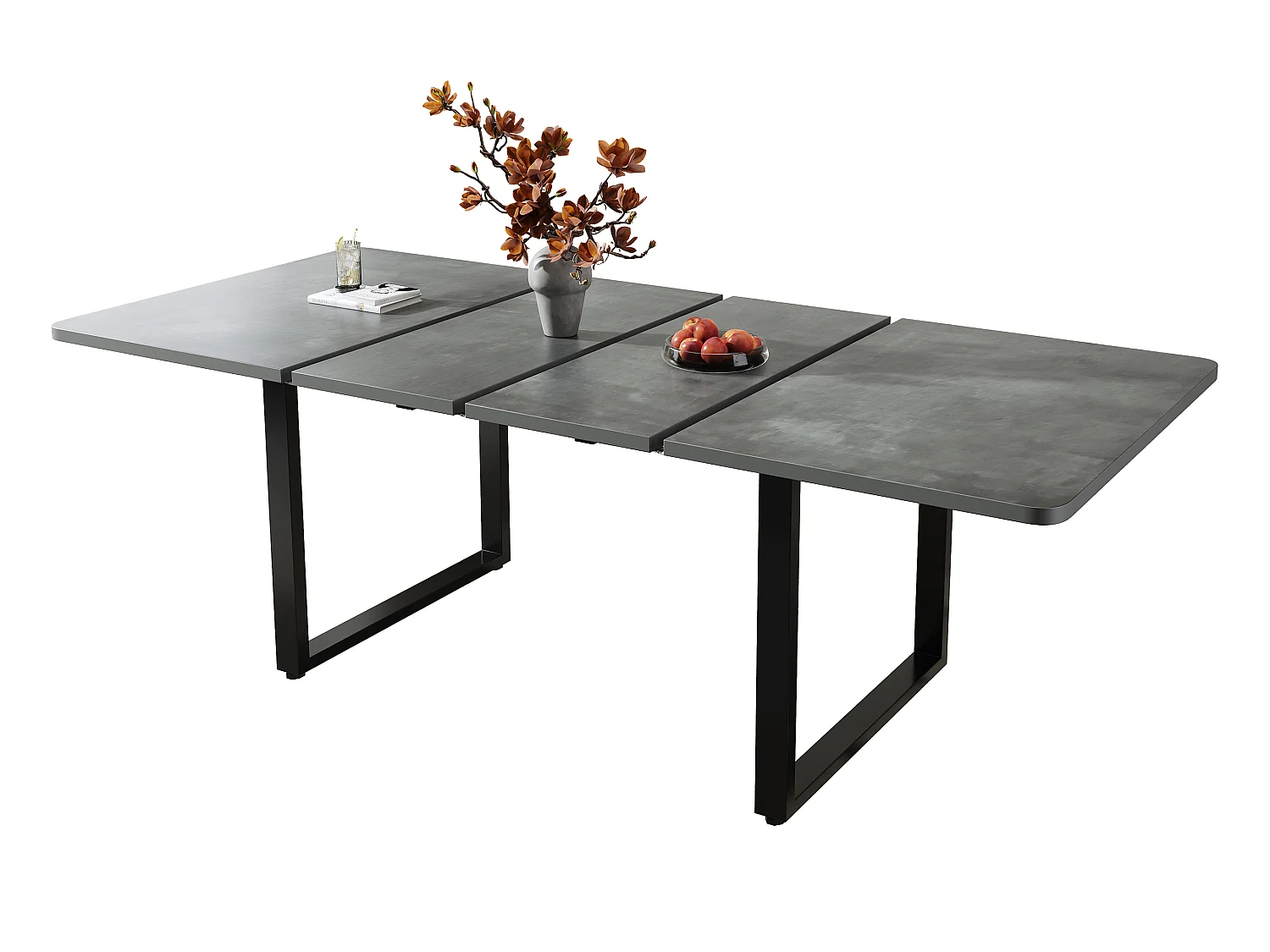 Mesa de comedor extensible 140 a 220 cm con patas metalicas para 6 a 10 personas