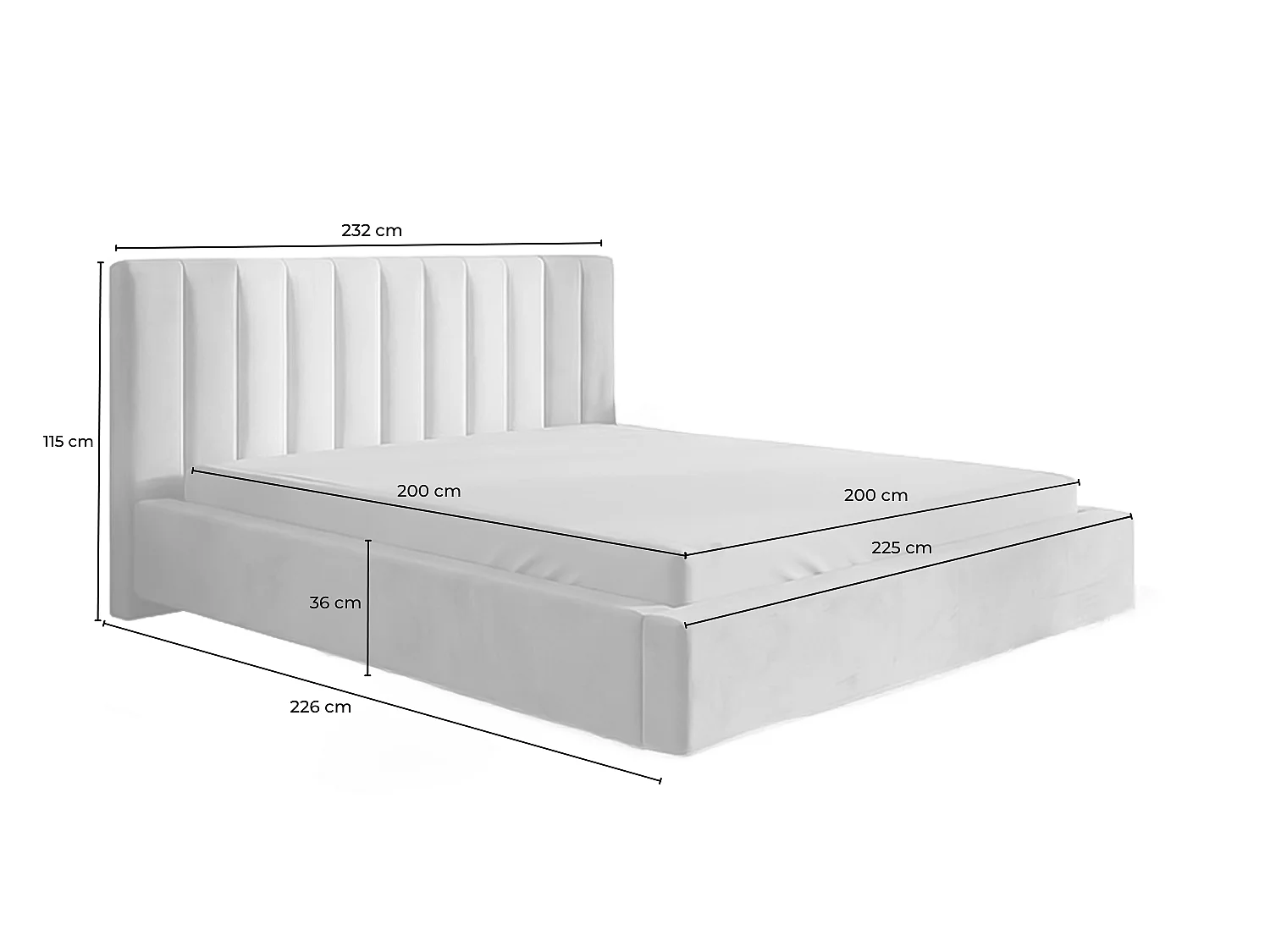 Cama tapizada - Gris terciopelo - CATTURA
