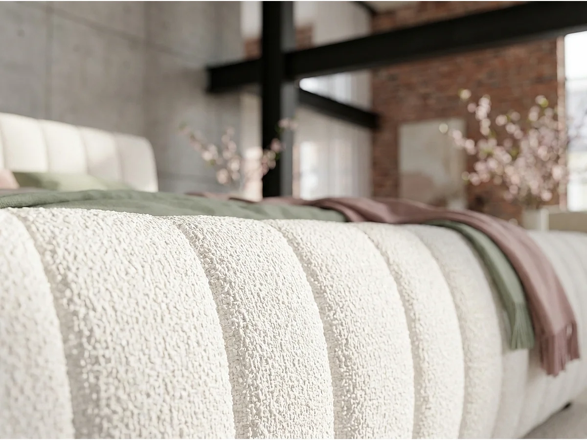 Cama tapizada - blanco crema Bouclé - ALIOTTA