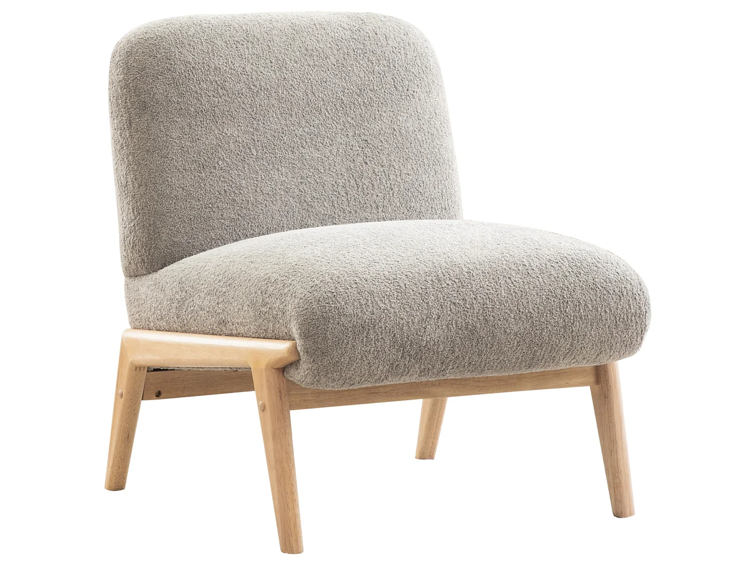 Sillón lounge escandinavo de chenilla con asiento ancho y patas de madera