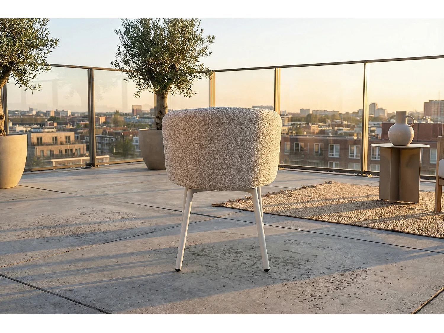 Silla de jardín - blanco crema SOLENZO Tejido plano - INDUS