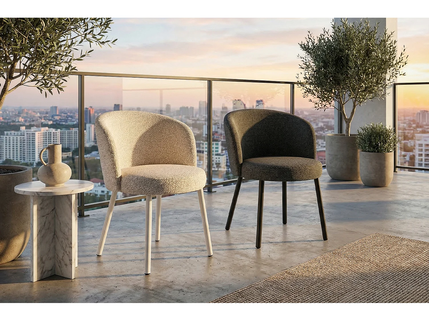 Silla de jardín - blanco crema SOLENZO Tejido plano - INDUS