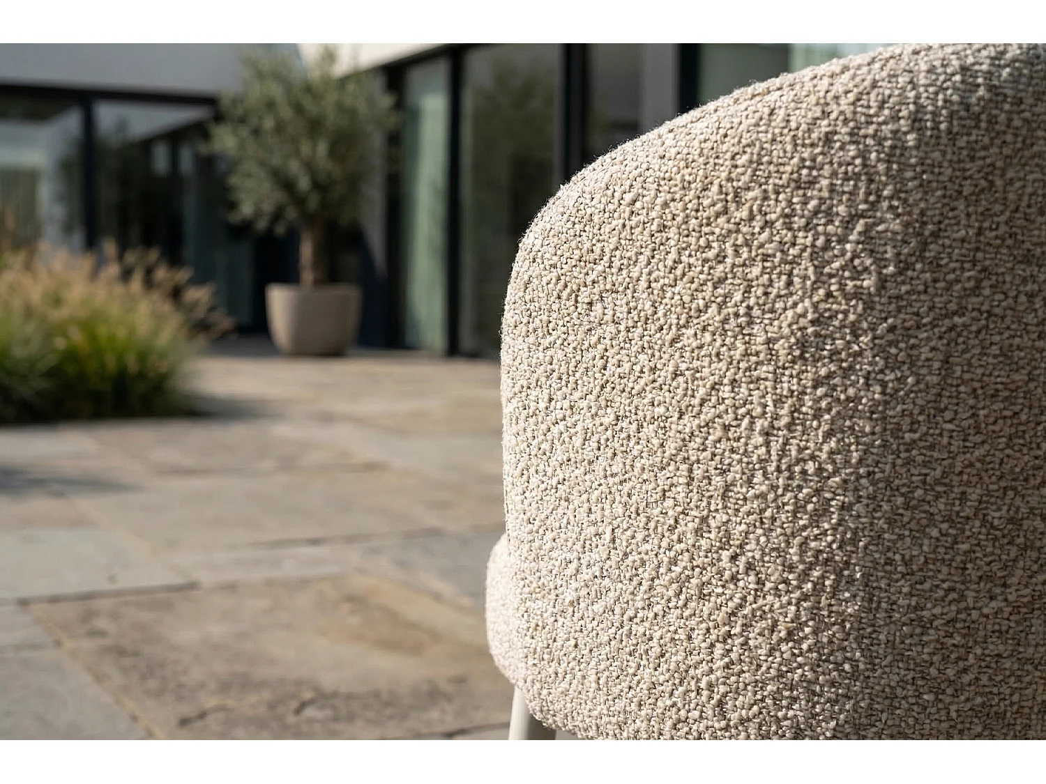 Silla de jardín - blanco crema SOLENZO Tejido plano - INDUS