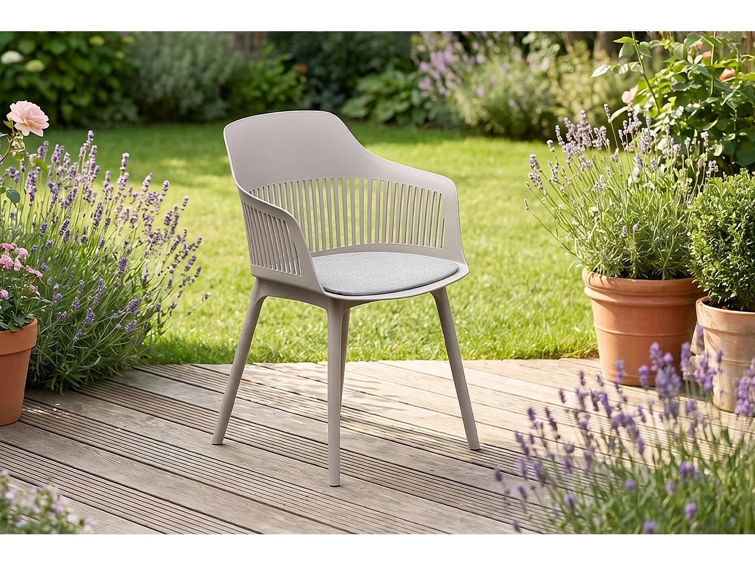 Silla de jardín - beige plástico - ALTEA