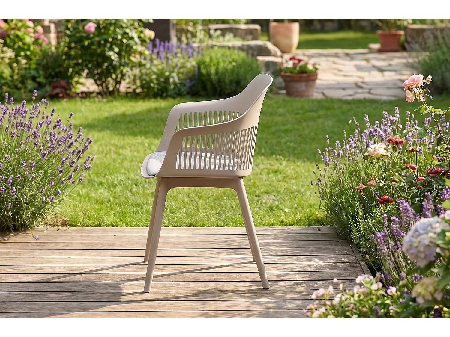 Silla de jardín - beige plástico - ALTEA