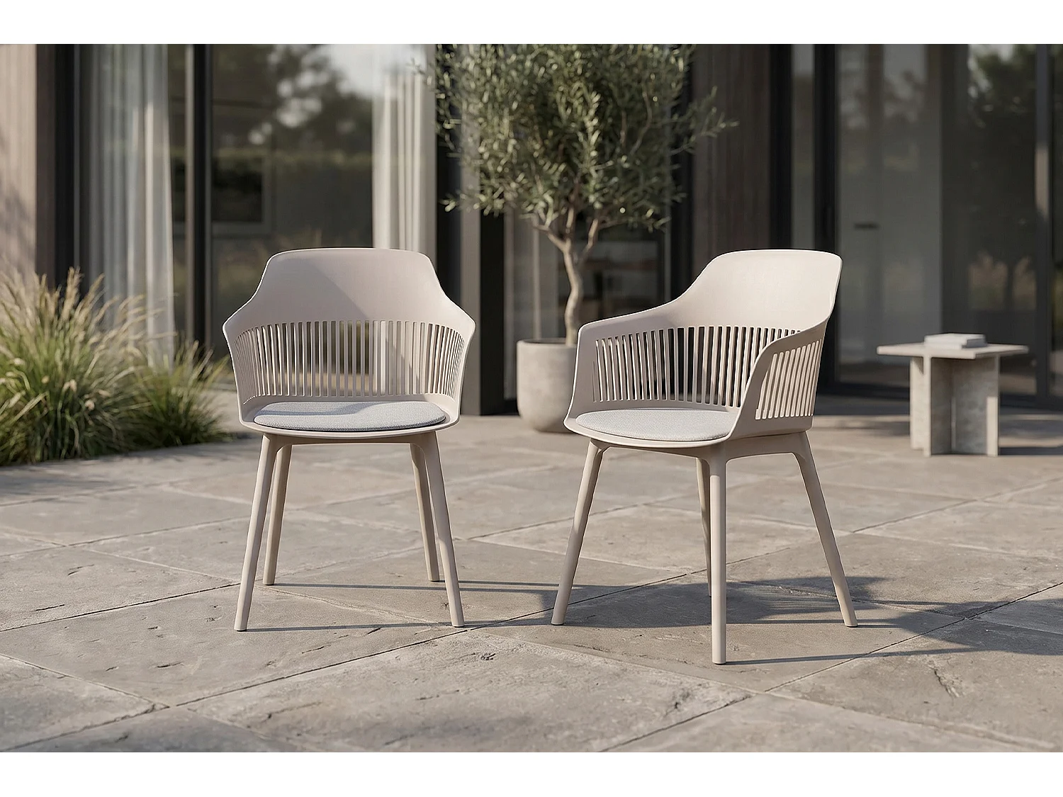 Silla de jardín - beige plástico - ALTEA