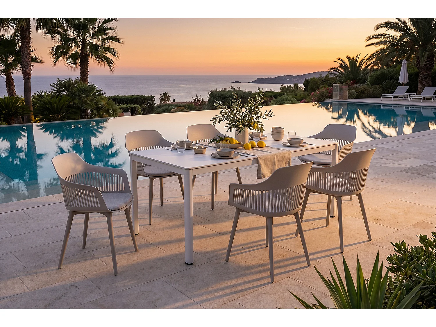 Silla de jardín - beige plástico - ALTEA
