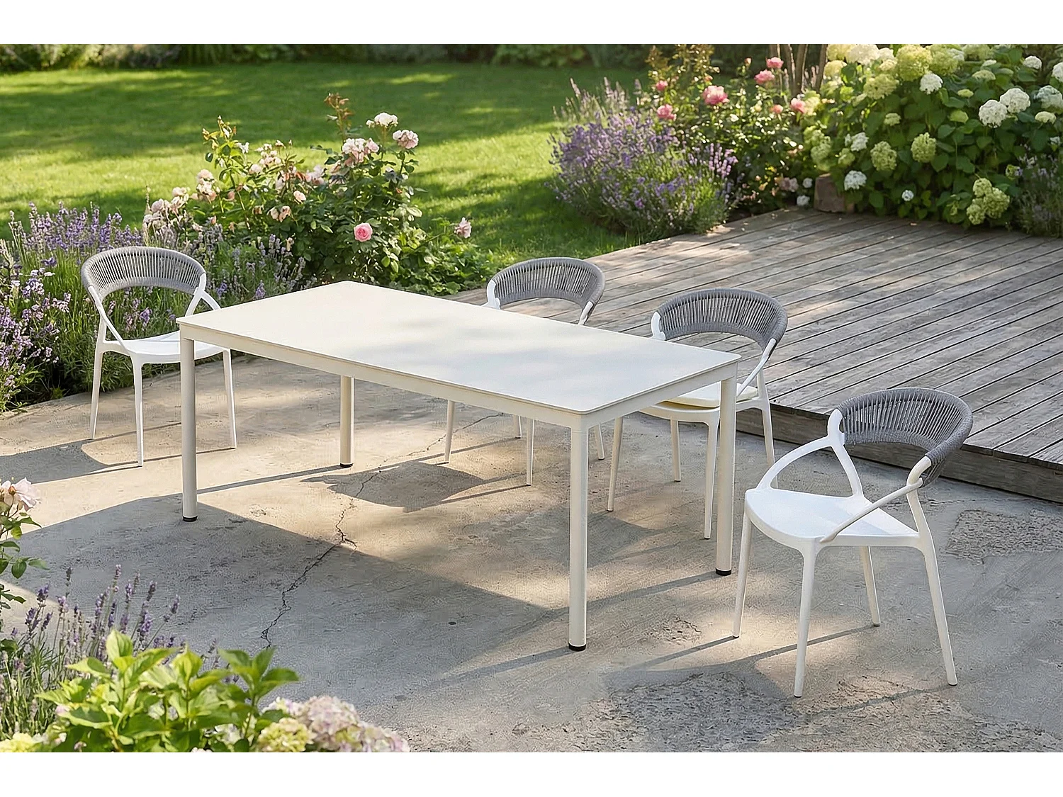Mesa de comedor - gris claro cerámica - 90 x 180 cm - LONGA