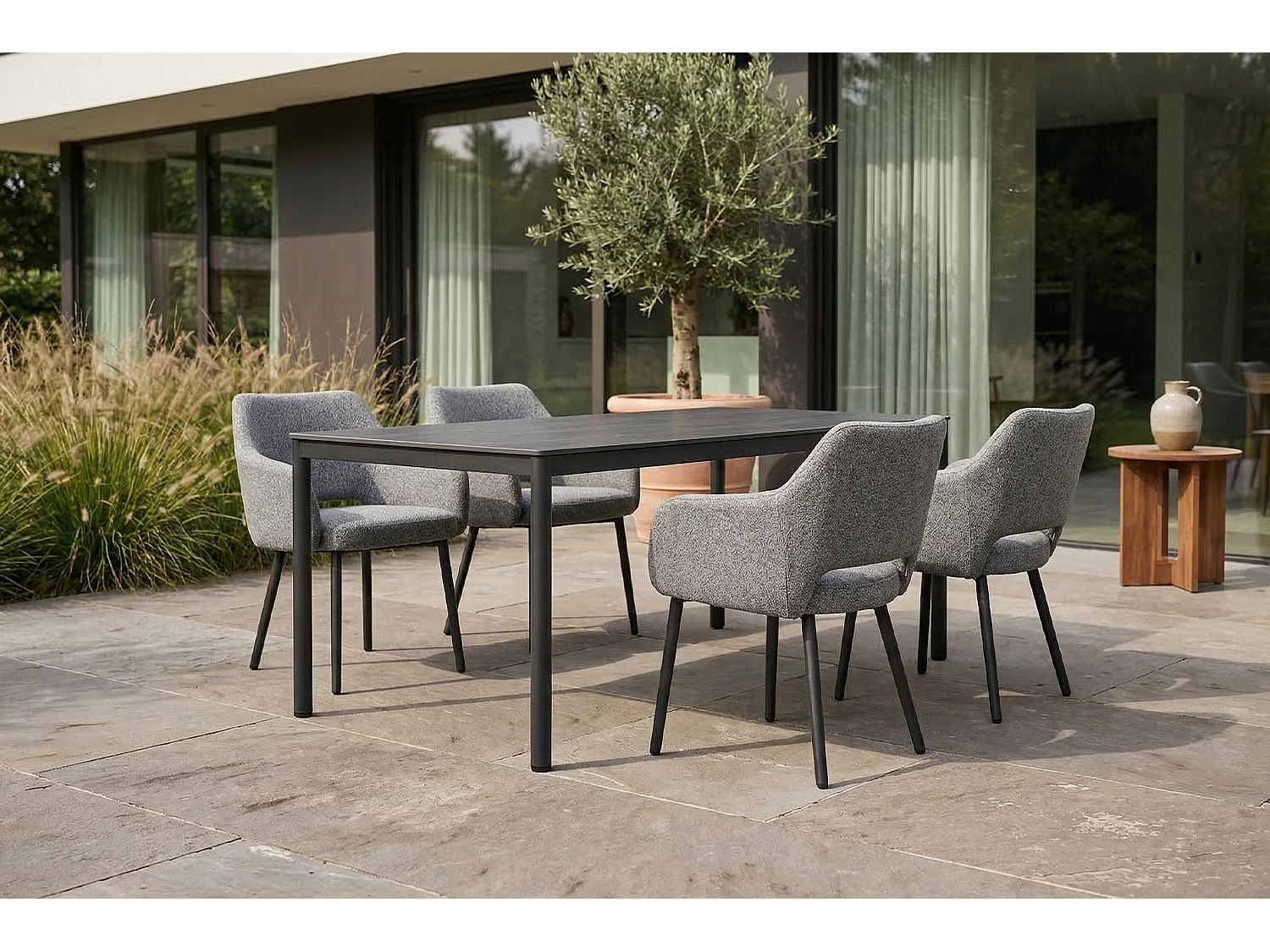 Silla de jardín - Gris SOLENZO Tejido plano - AMUR