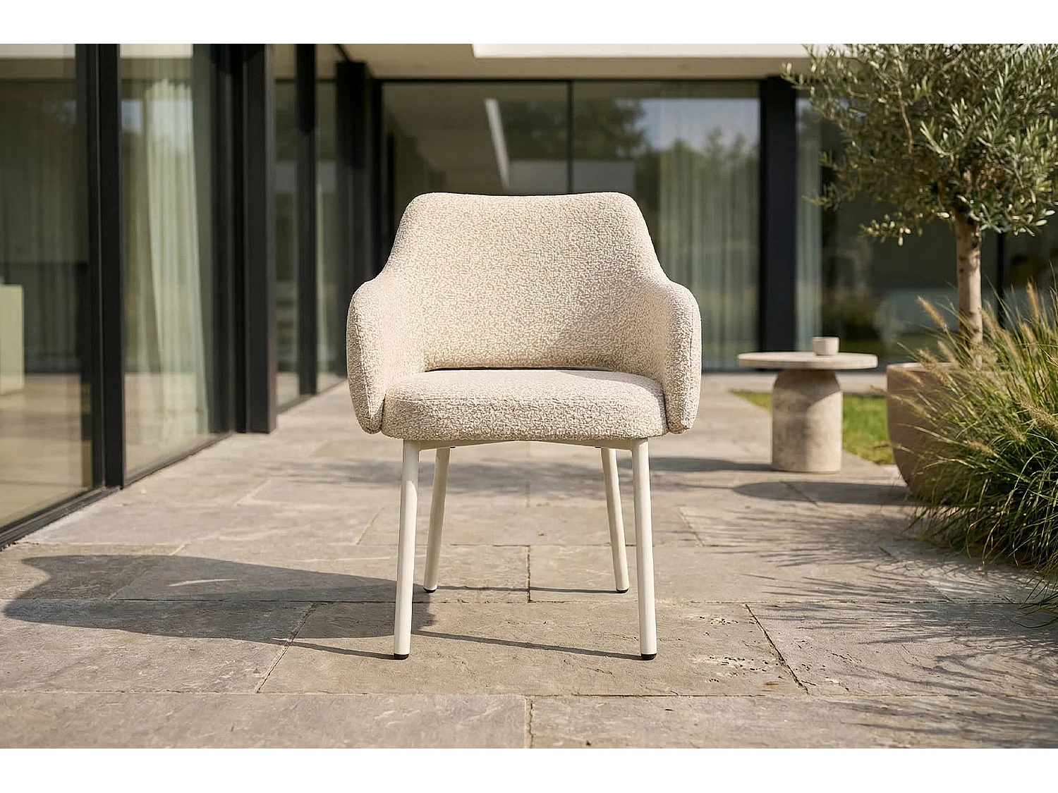 Silla de jardín - blanco crema SOLENZO Tejido plano - AMUR