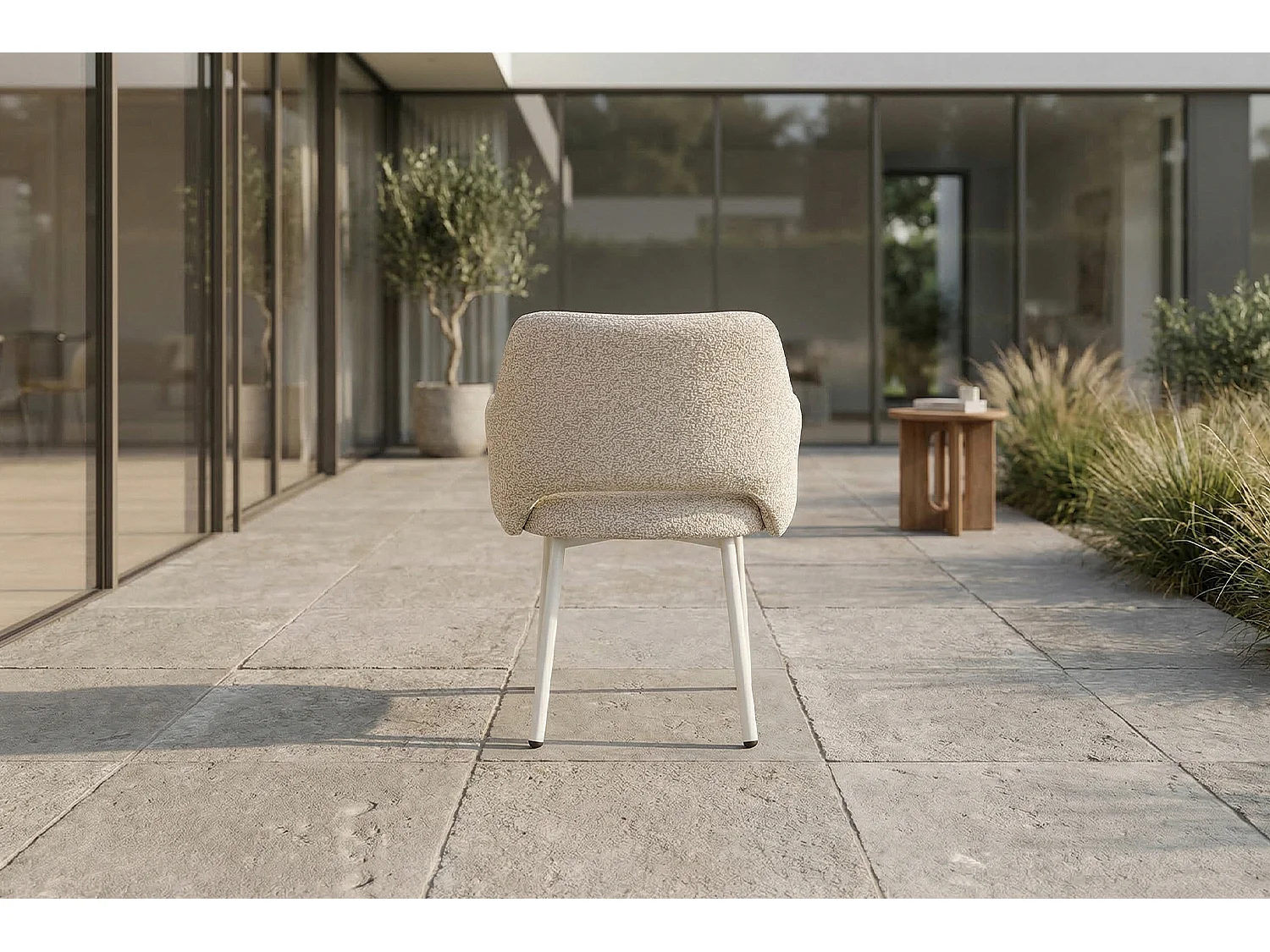 Silla de jardín - blanco crema SOLENZO Tejido plano - AMUR
