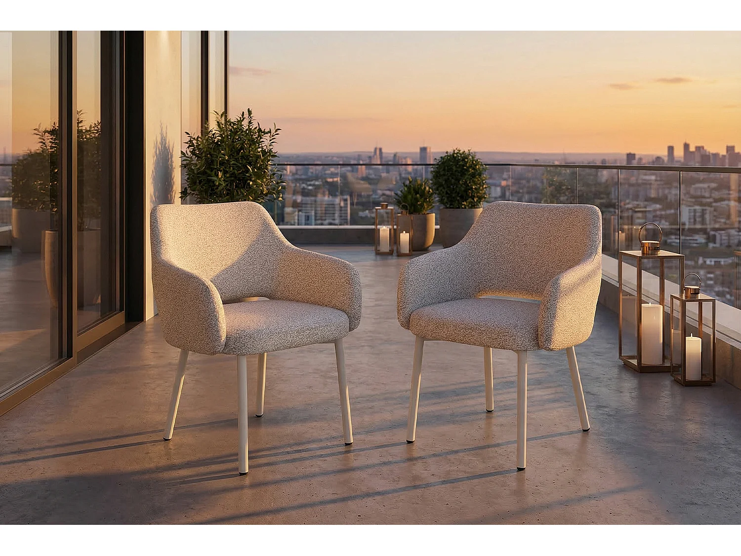 Silla de jardín - blanco crema SOLENZO Tejido plano - AMUR