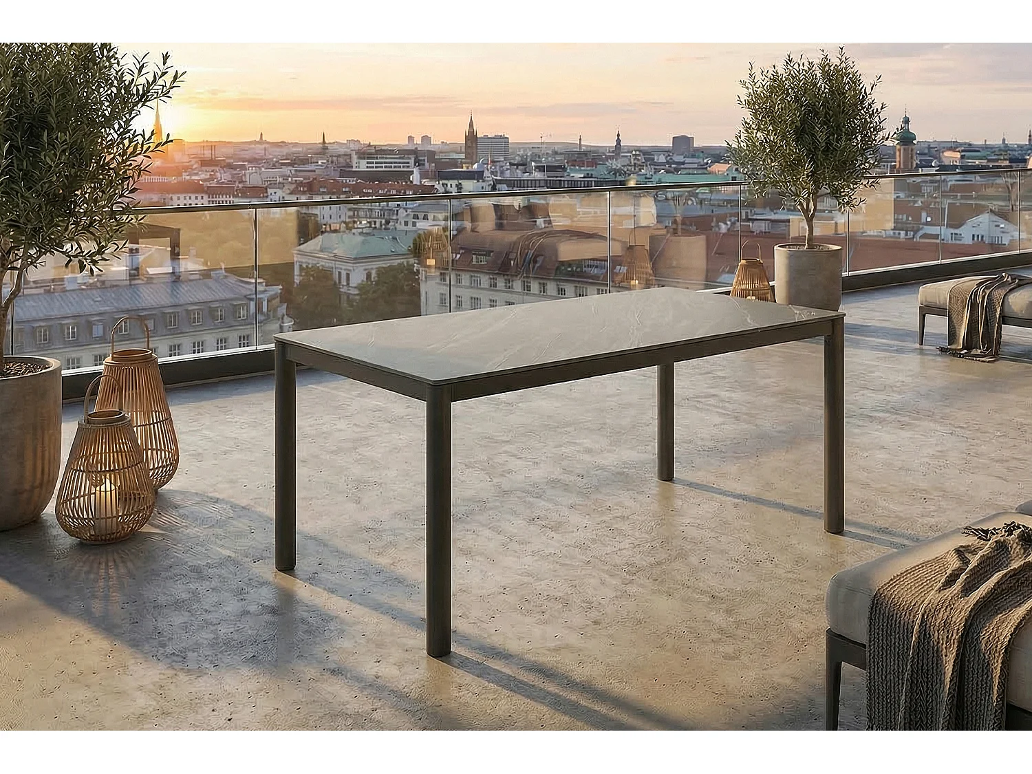 Mesa de comedor - antracita cerámica - 90 x 180 cm - LONGA