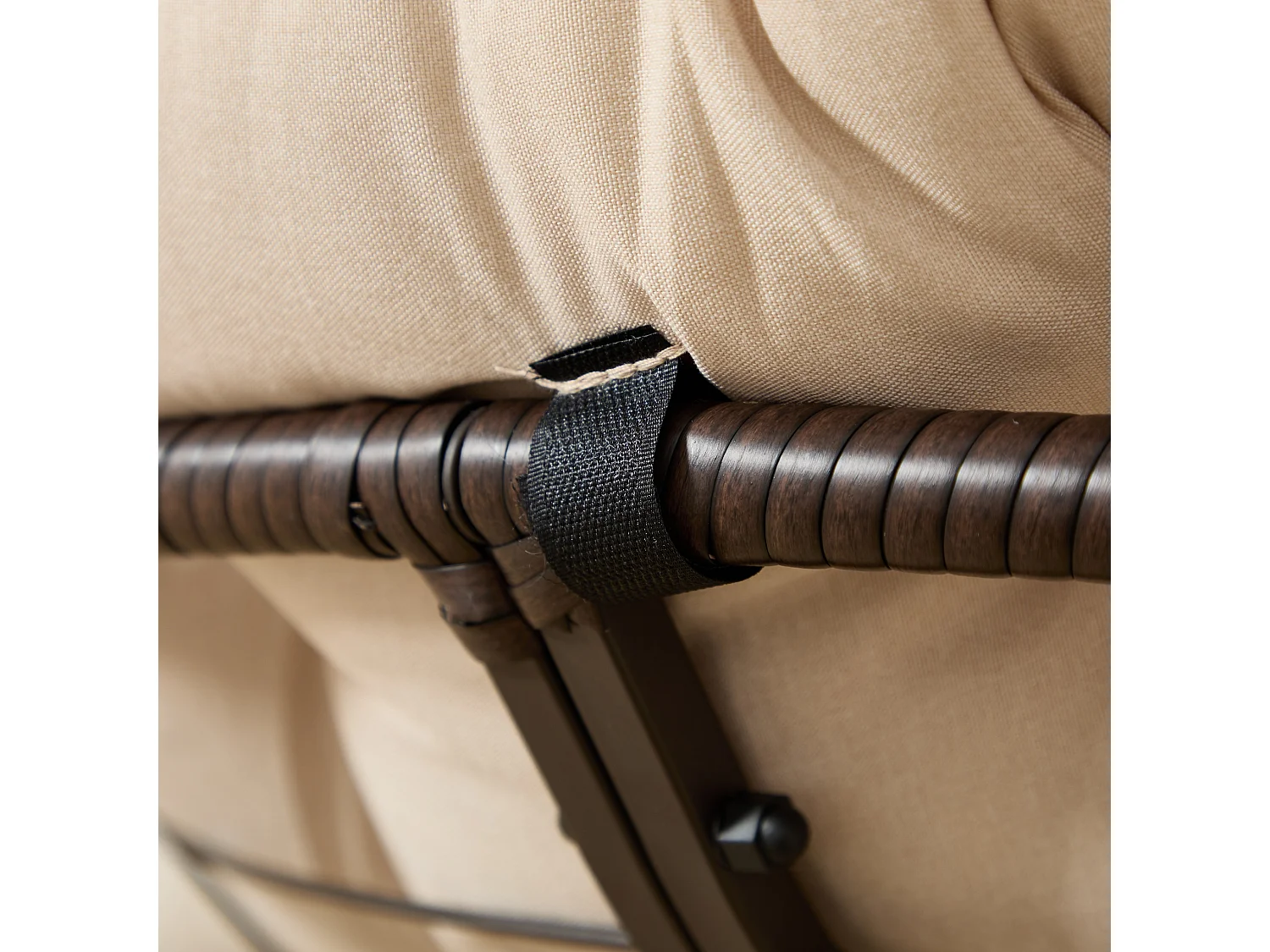 Fauteuil pivotant Papasan avec assise ronde de 92 cm, coussin épais et structure acier