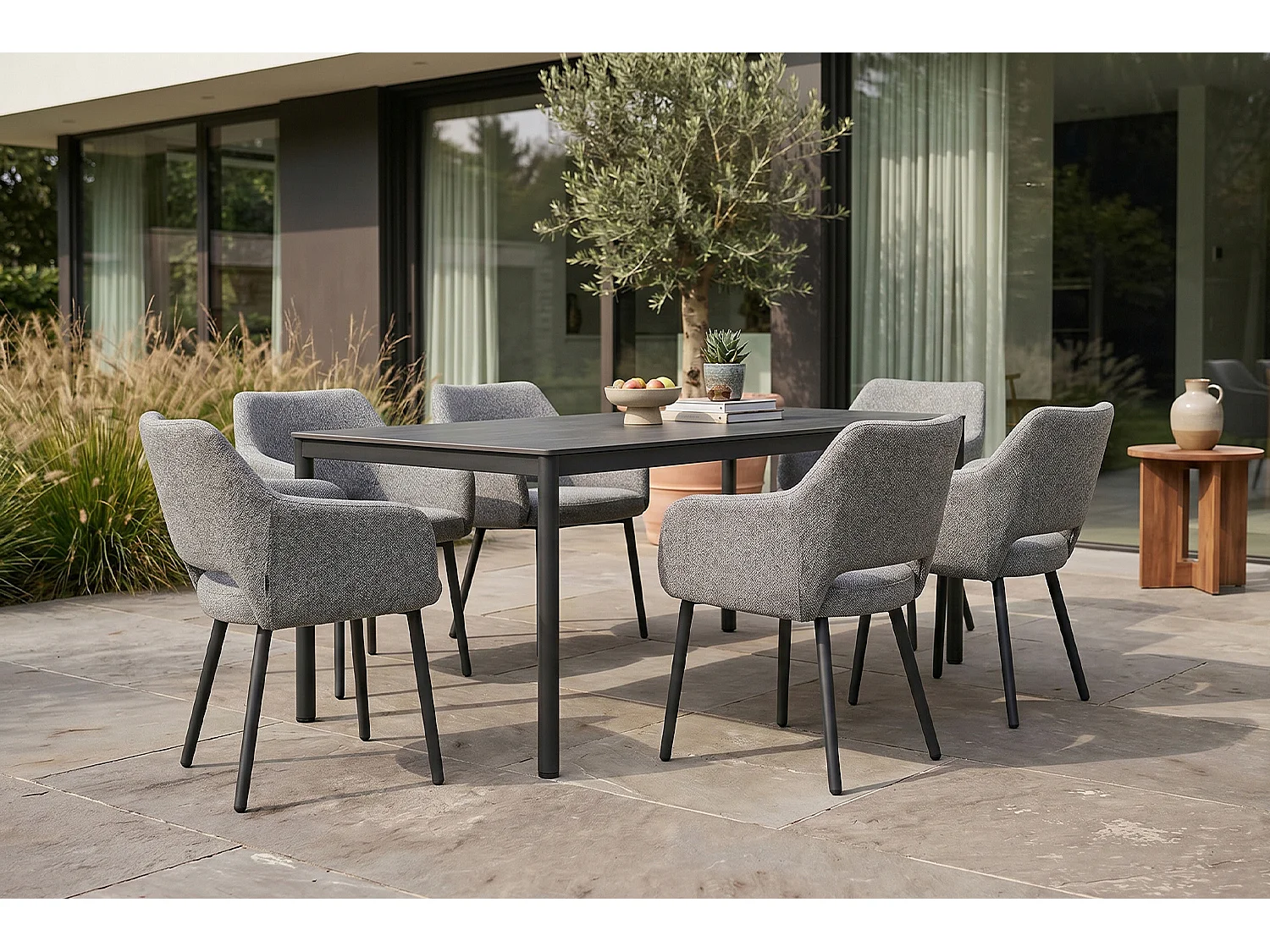 Set - Grau Flachgewebe, Keramik - AMUR