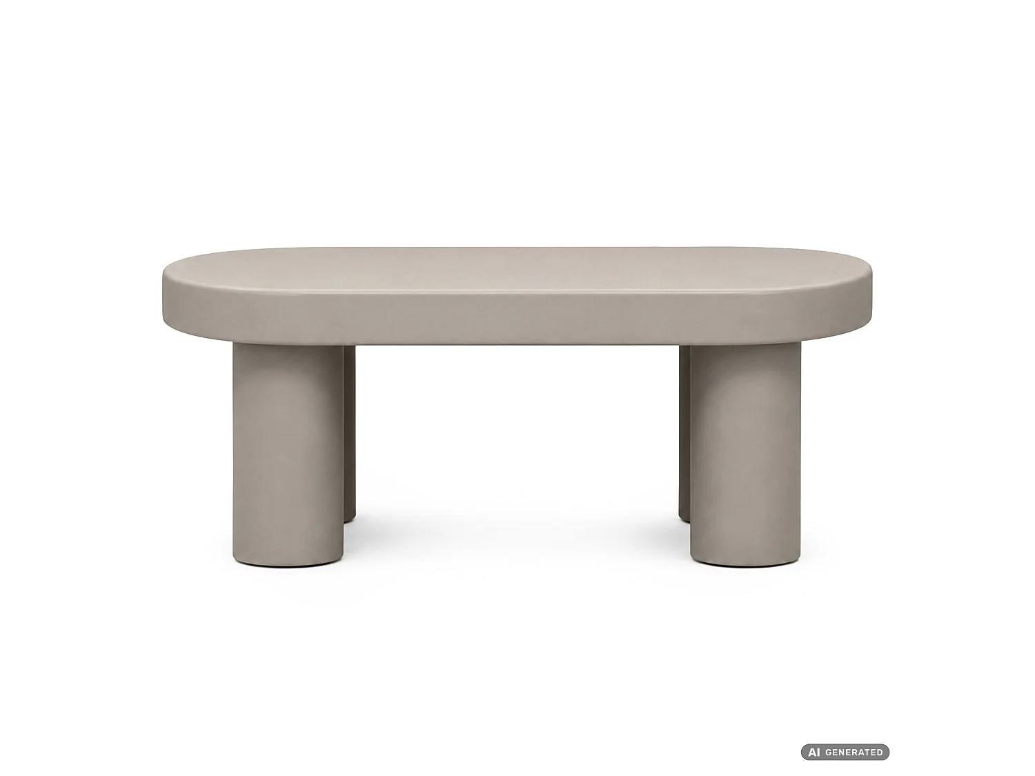 Ovaler Couchtisch MATE 85 cm Grau mit vier zylindrischen Beinen