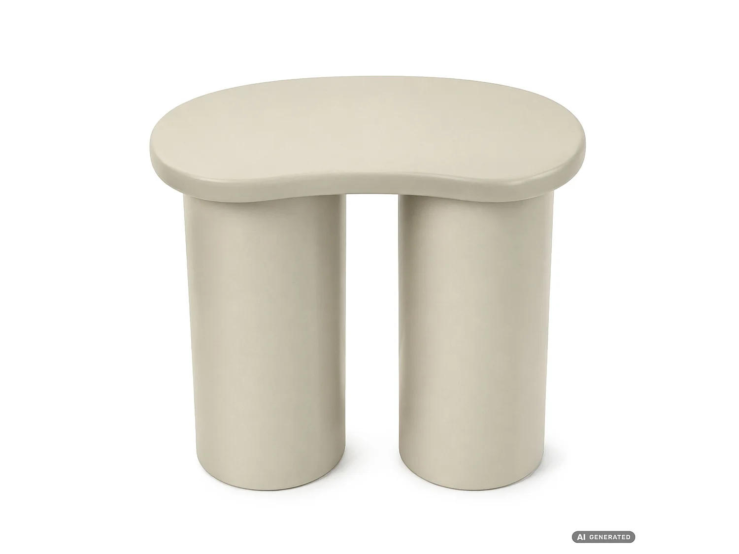 Moderner Couchtisch CUBE 41 cm Creme mit doppeltem zylindrischem Sockel