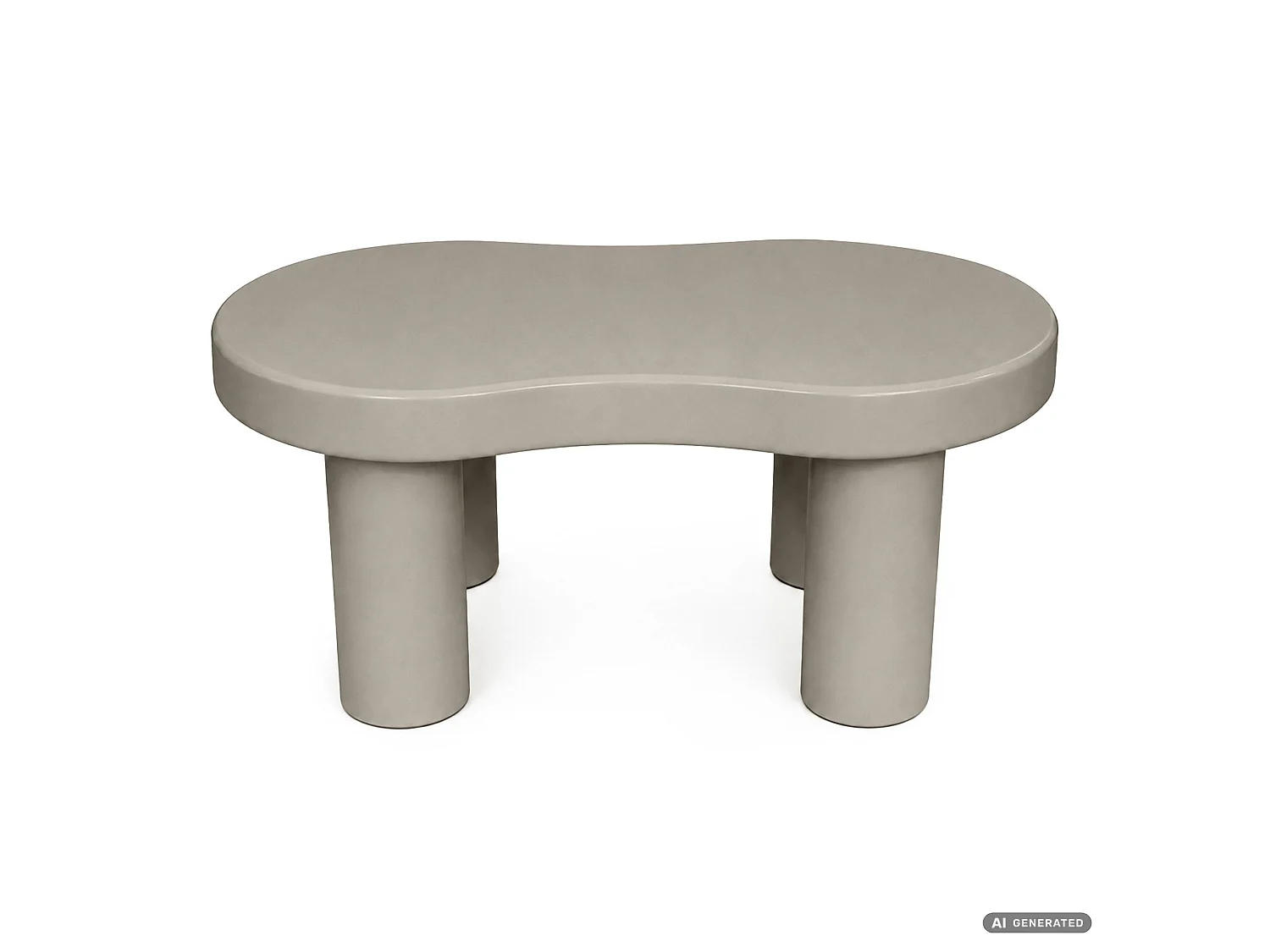 Ovaler Couchtisch MATCHA 85 cm Grau mit vier zylindrischen Beinen