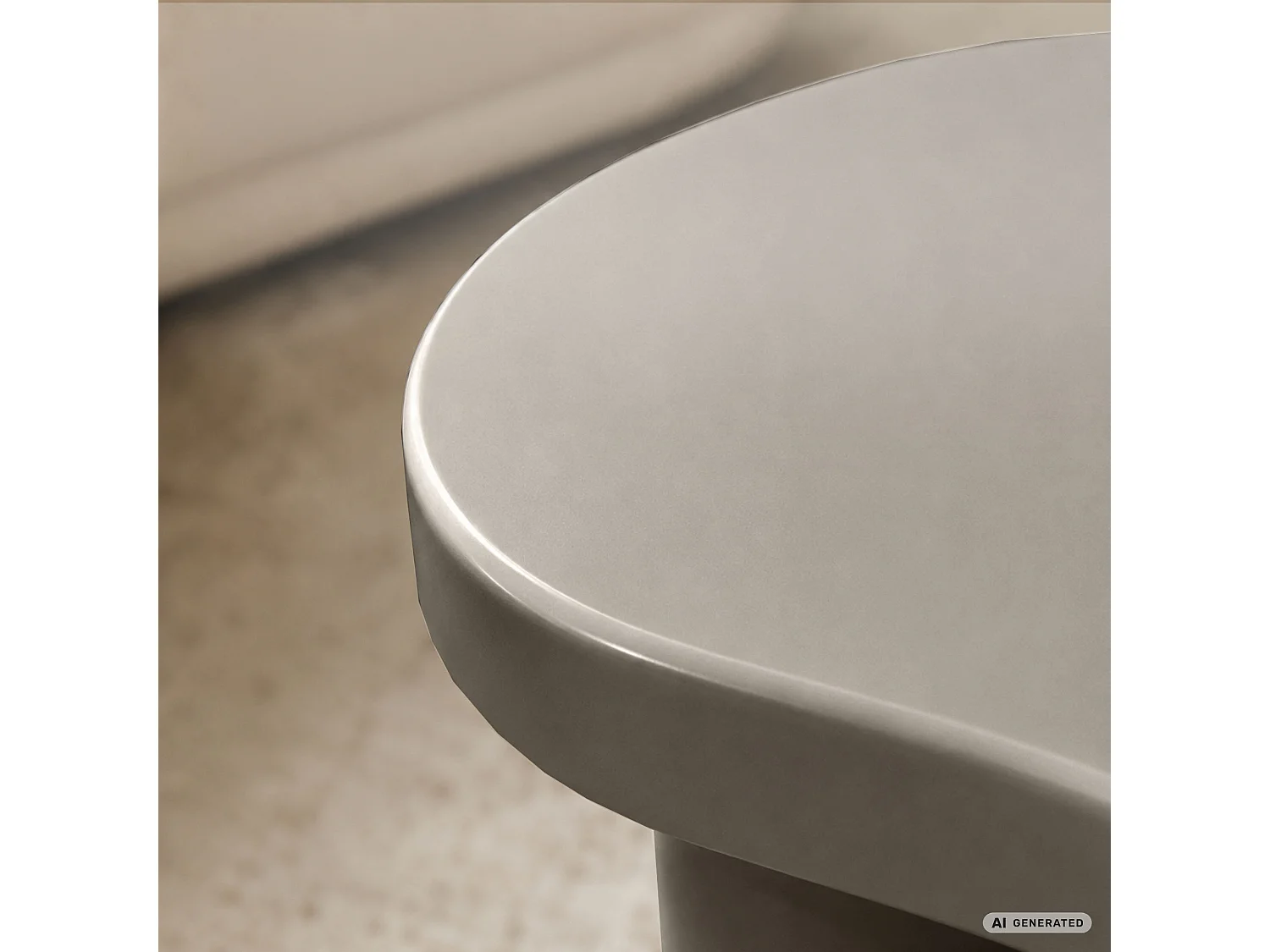 Ovaler Couchtisch MATCHA 85 cm Grau mit vier zylindrischen Beinen