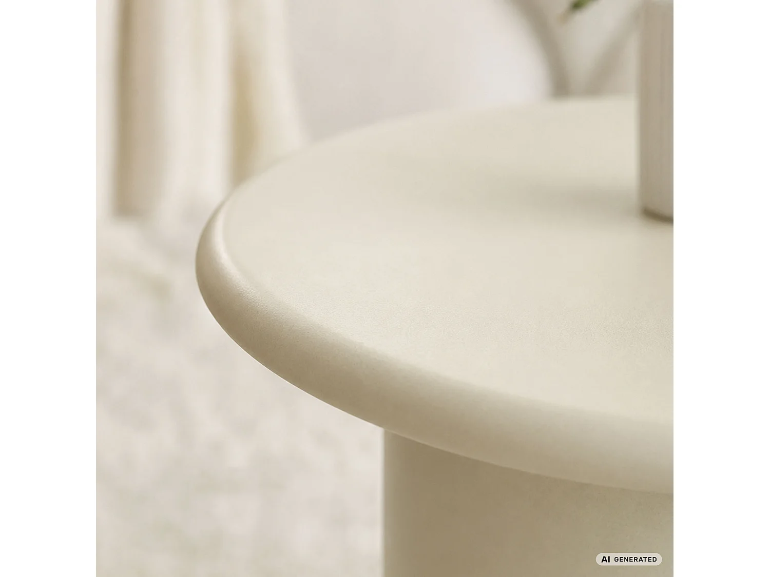 Runder Couchtisch MONO 30 cm Creme mit zylindrischem Sockel