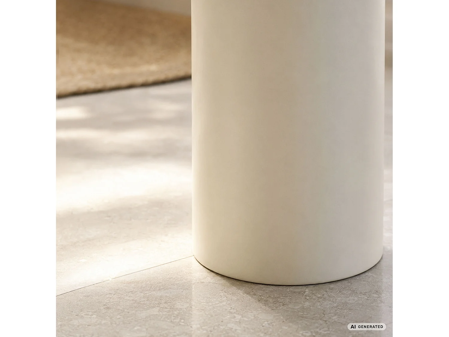 Runder Couchtisch MONO 30 cm Creme mit zylindrischem Sockel
