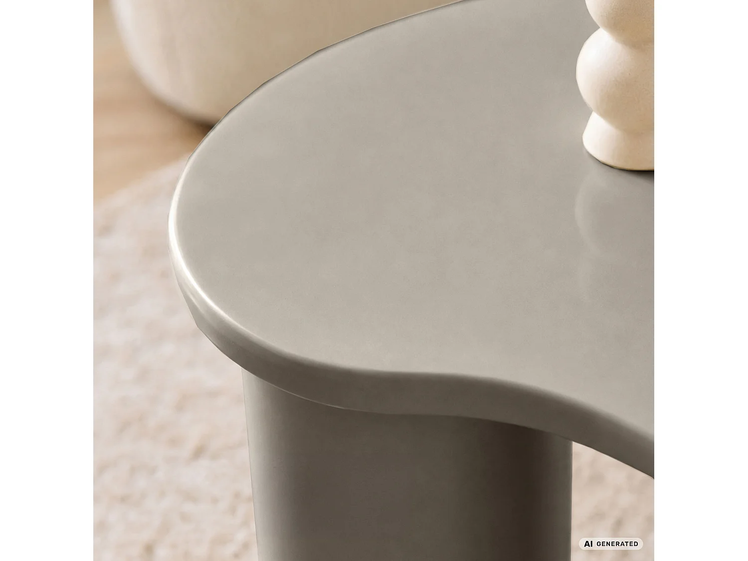 Table basse moderne CUBE 41 cm grise avec double pied cylindrique