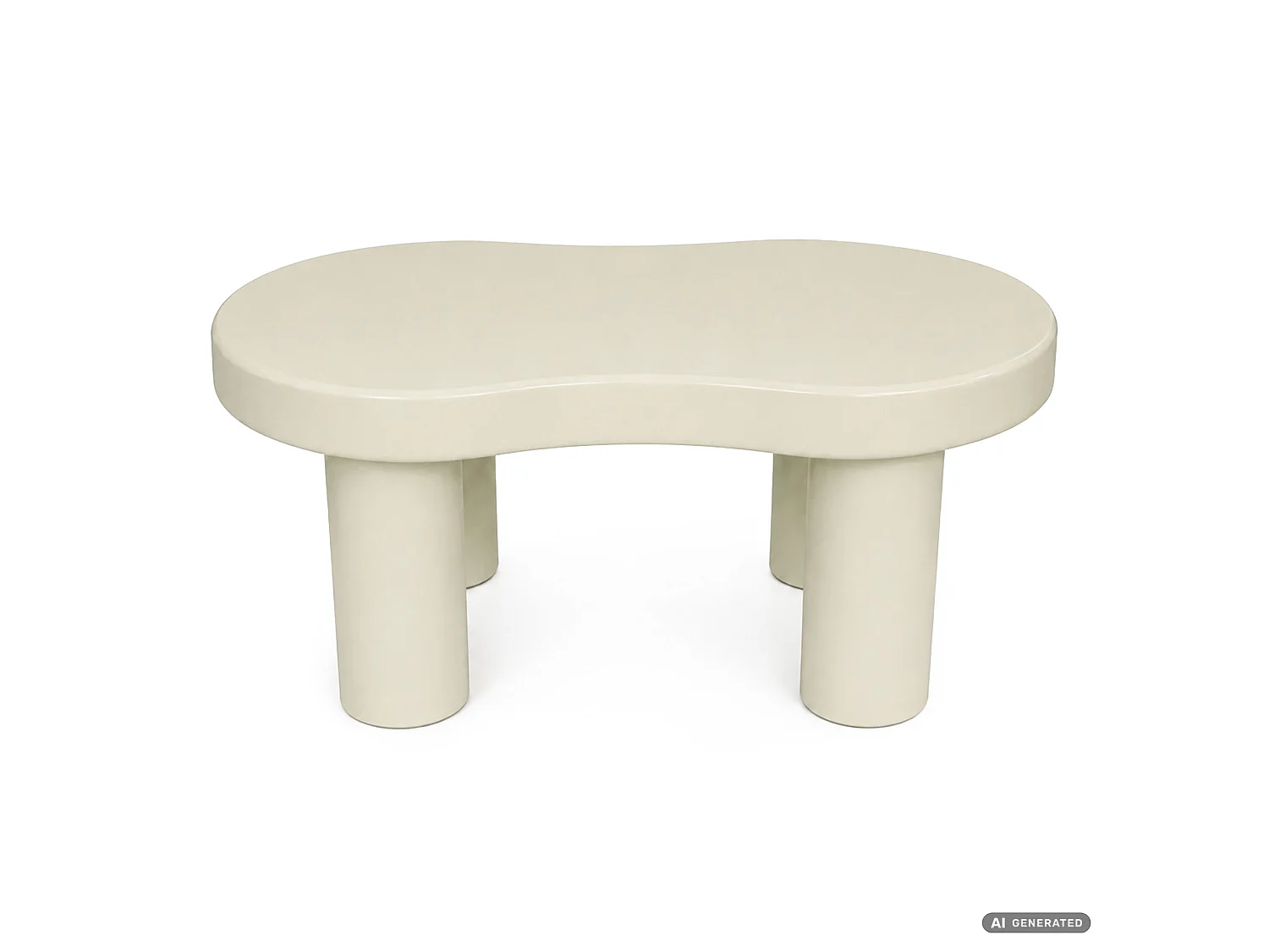 Table basse ovale MATCHA 85 cm crème avec quatre pieds cylindriques