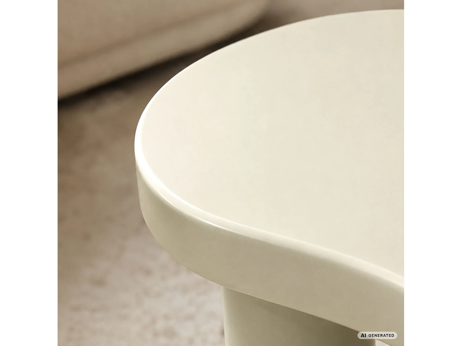 Table basse ovale MATCHA 85 cm crème avec quatre pieds cylindriques