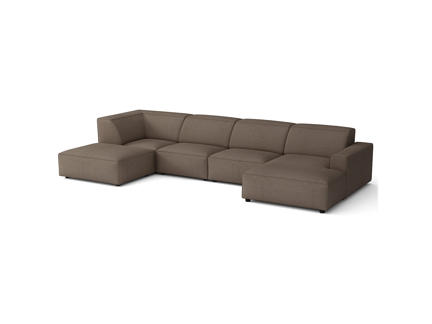 Wohnlandschaft , Chenille Hellbraun, 366 cm - Sellmo