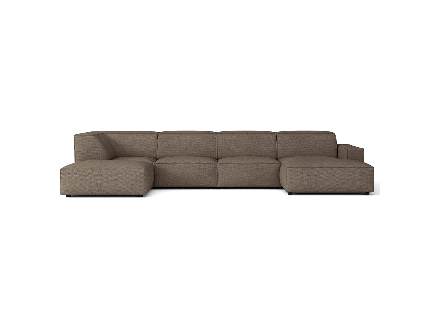 Wohnlandschaft , Chenille Hellbraun, 366 cm - Sellmo