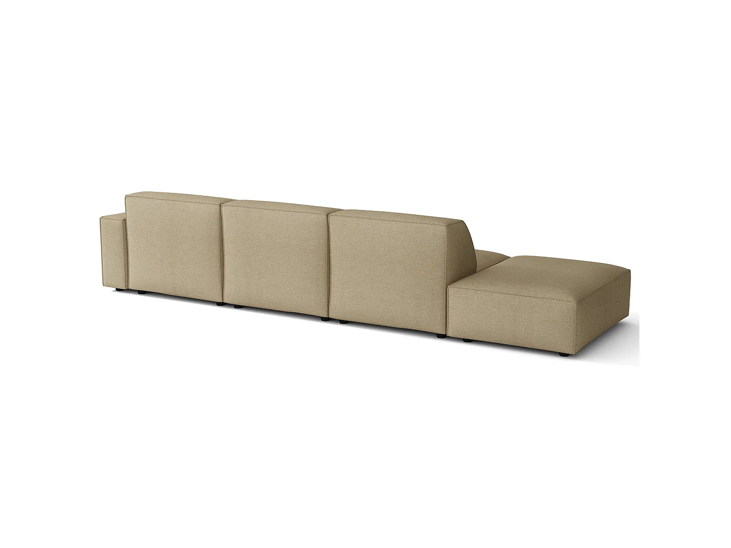 Canapé d'angle avec un pouf - 344 cm - droite - Chenille Beige foncé - Sellmo