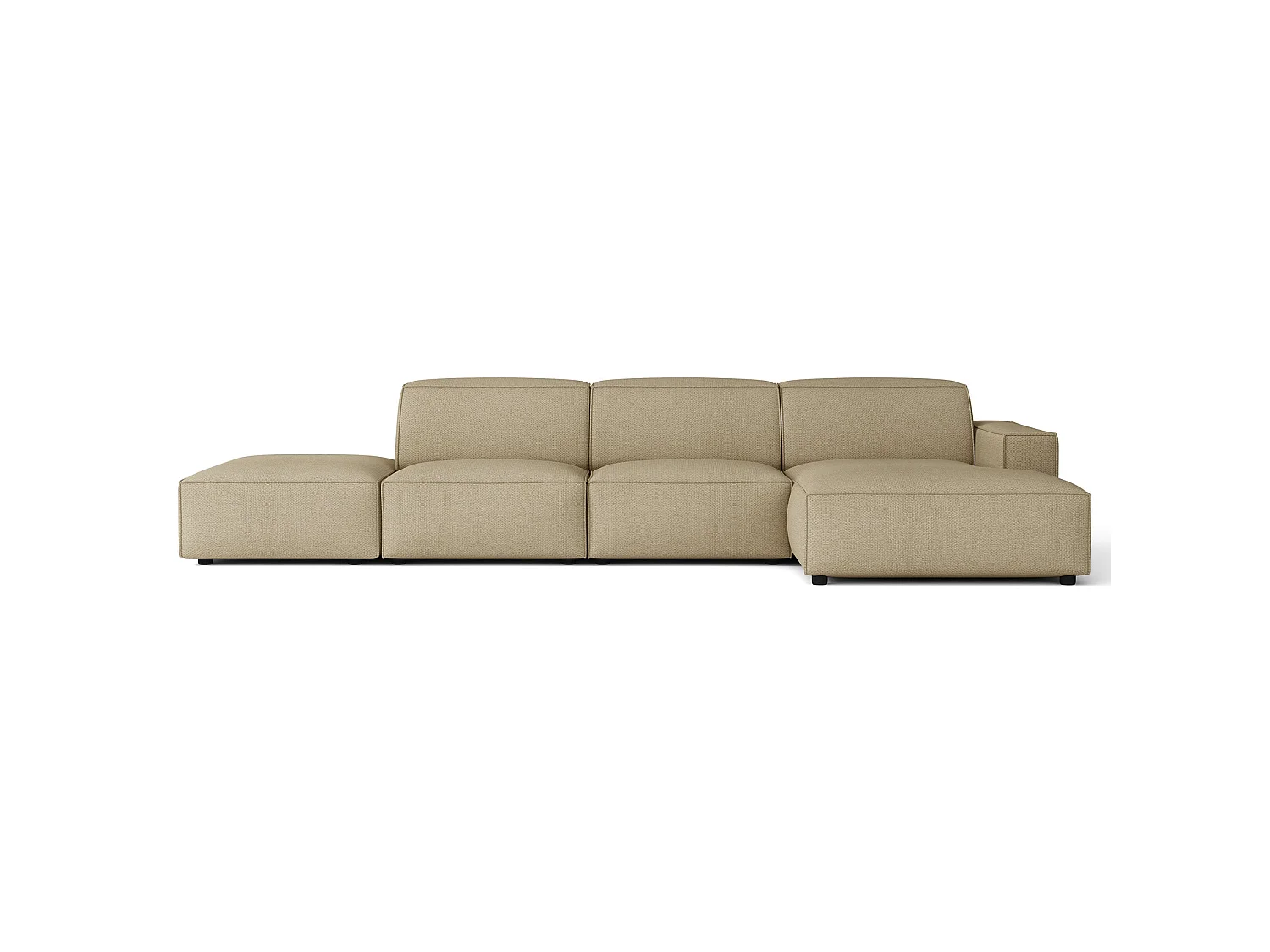 Canapé d'angle avec un pouf - 344 cm - droite - Chenille Beige foncé - Sellmo