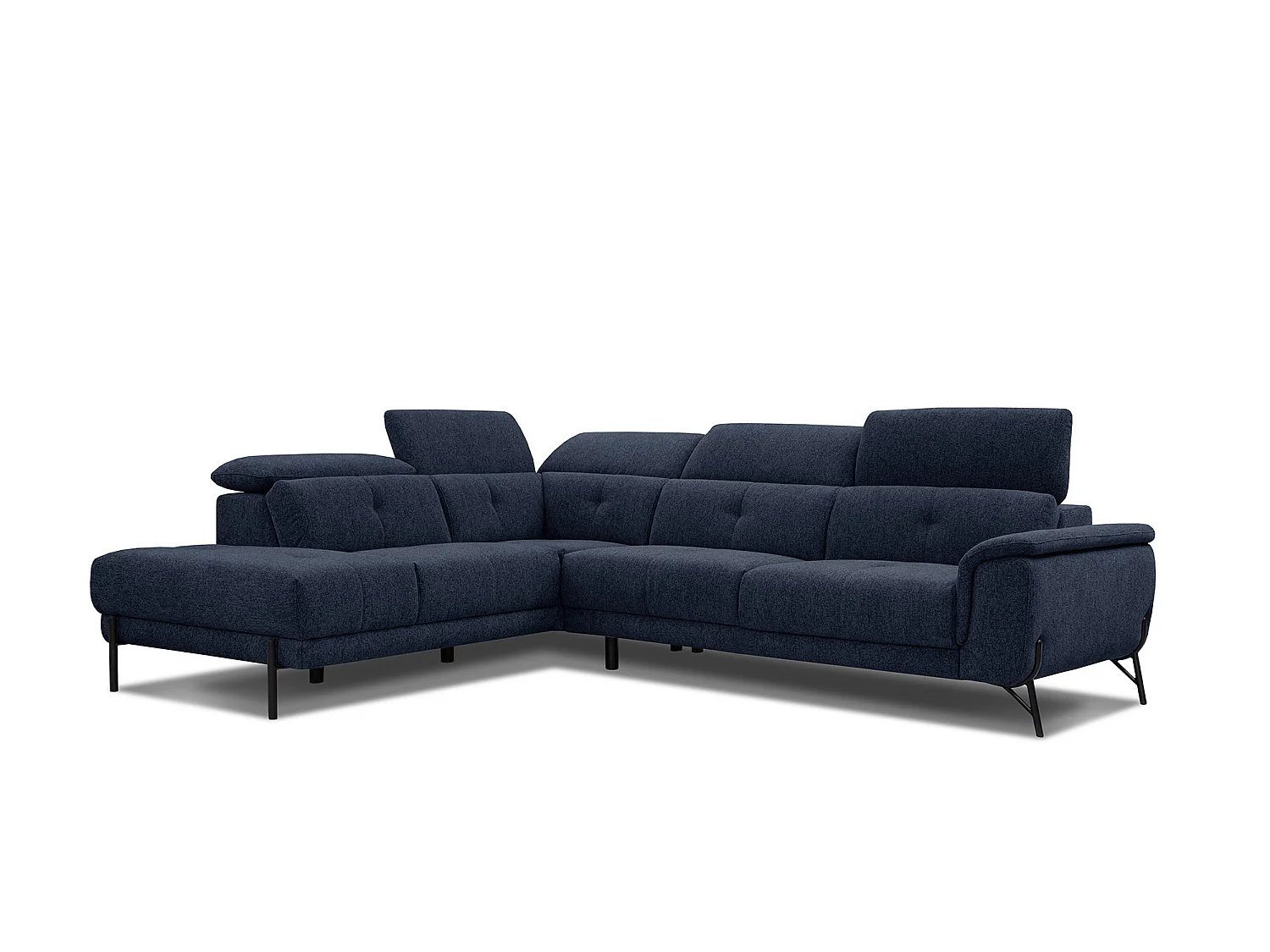 AVENA Ecksofa 5-Sitzer links mit verstellbare Kopfstützen, marineblau