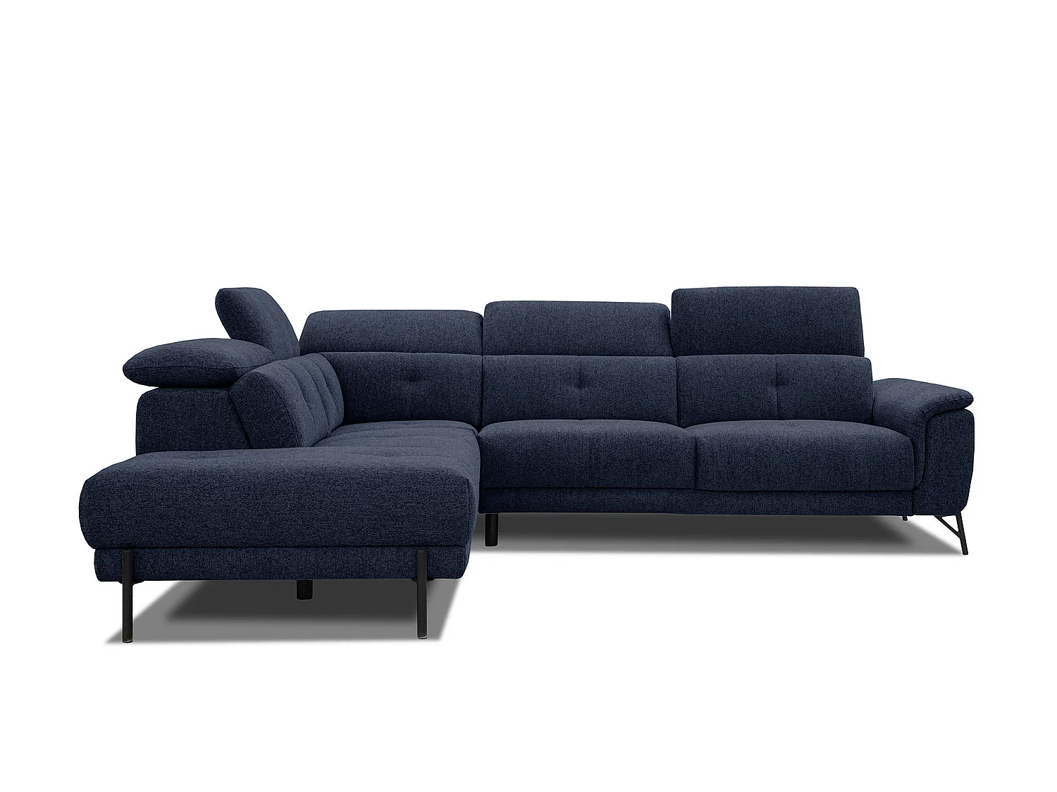 AVENA Ecksofa 5-Sitzer links mit verstellbare Kopfstützen, marineblau