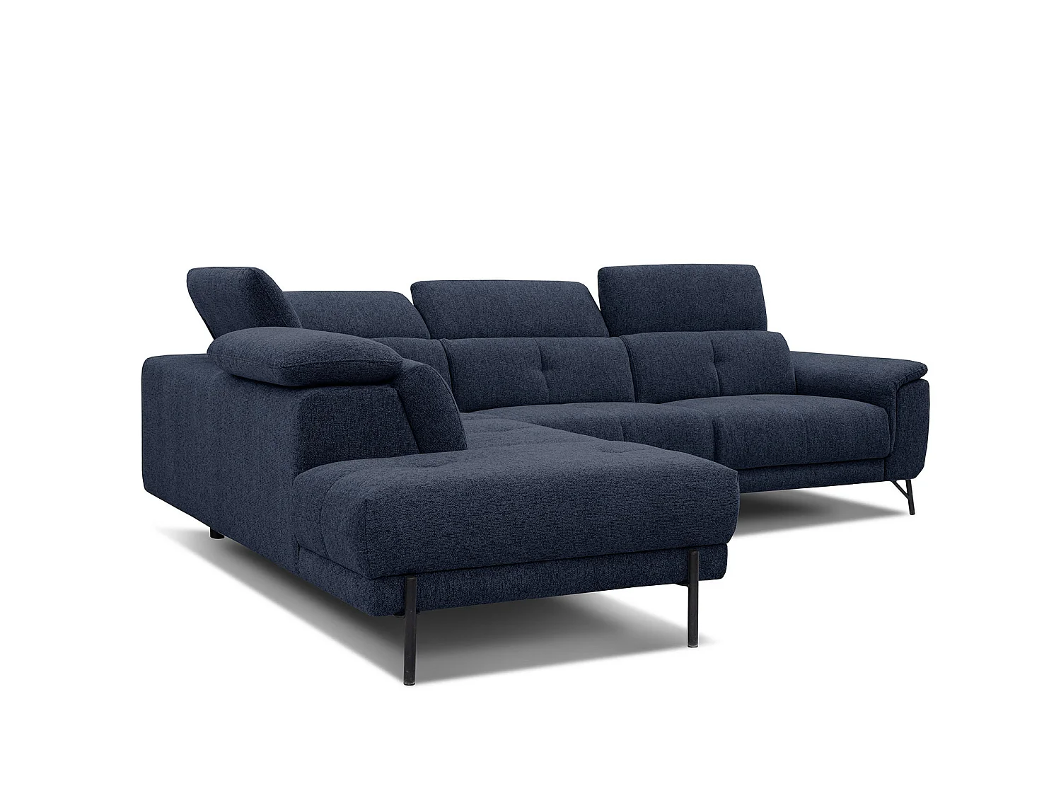 AVENA Ecksofa 5-Sitzer links mit verstellbare Kopfstützen, marineblau