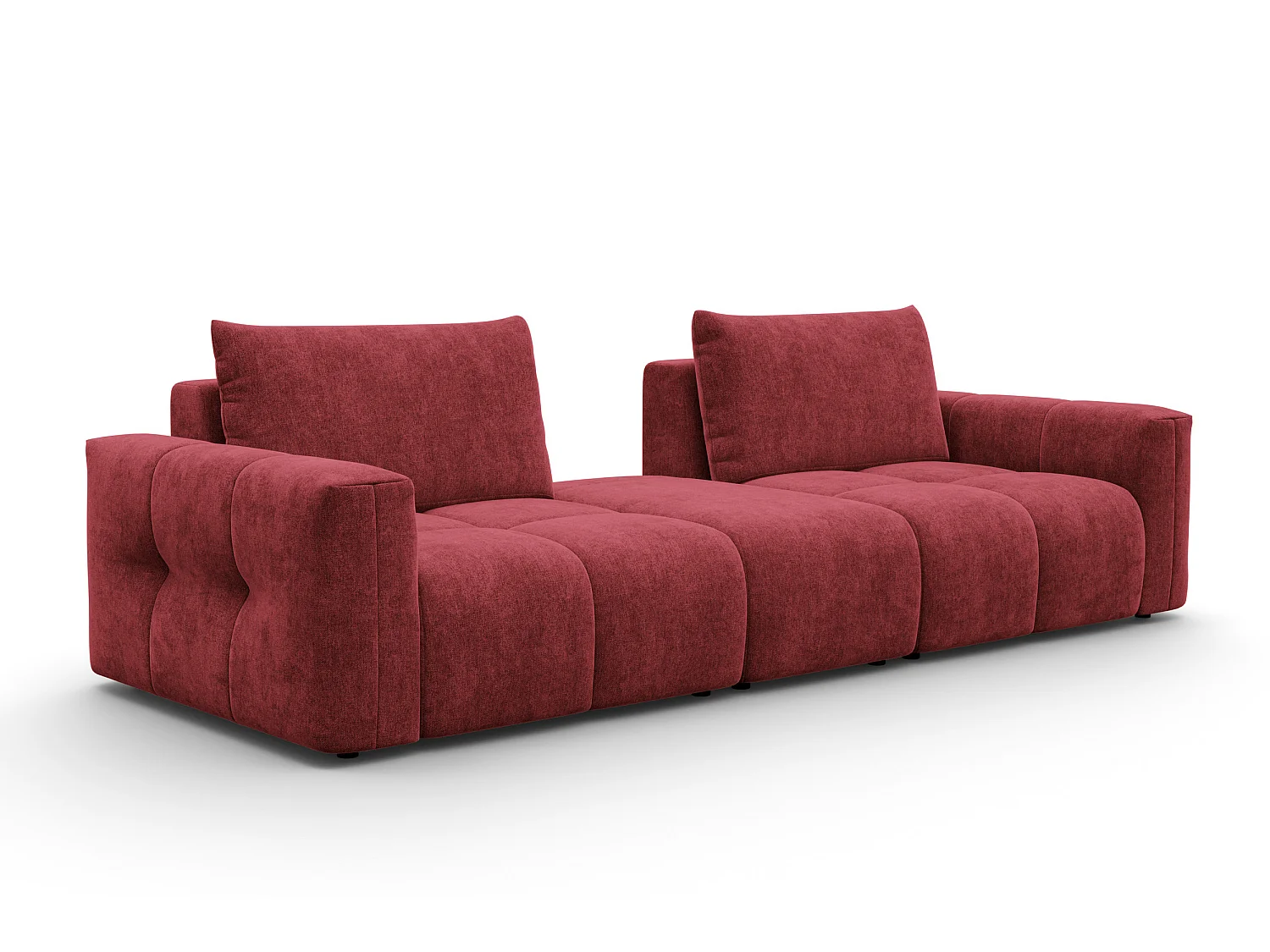 CANAPÉ VERONA 4 places avec pouf, tissu bordeaux