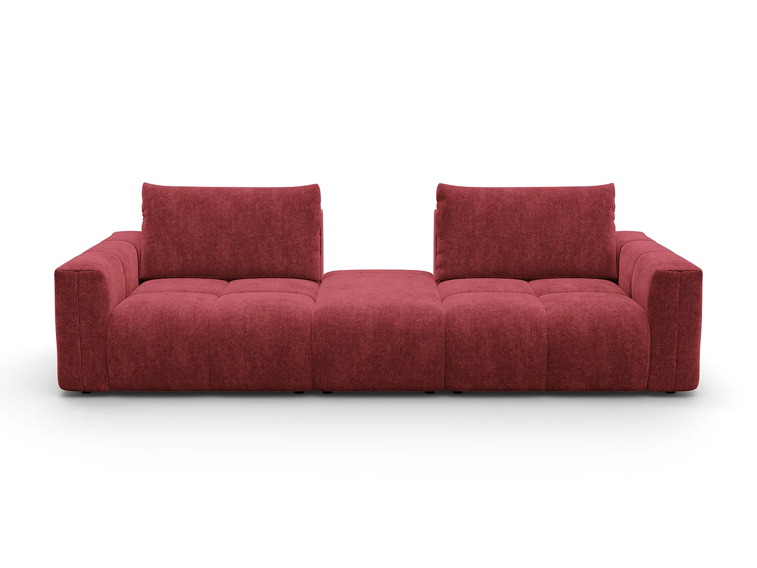 CANAPÉ VERONA 4 places avec pouf, tissu bordeaux