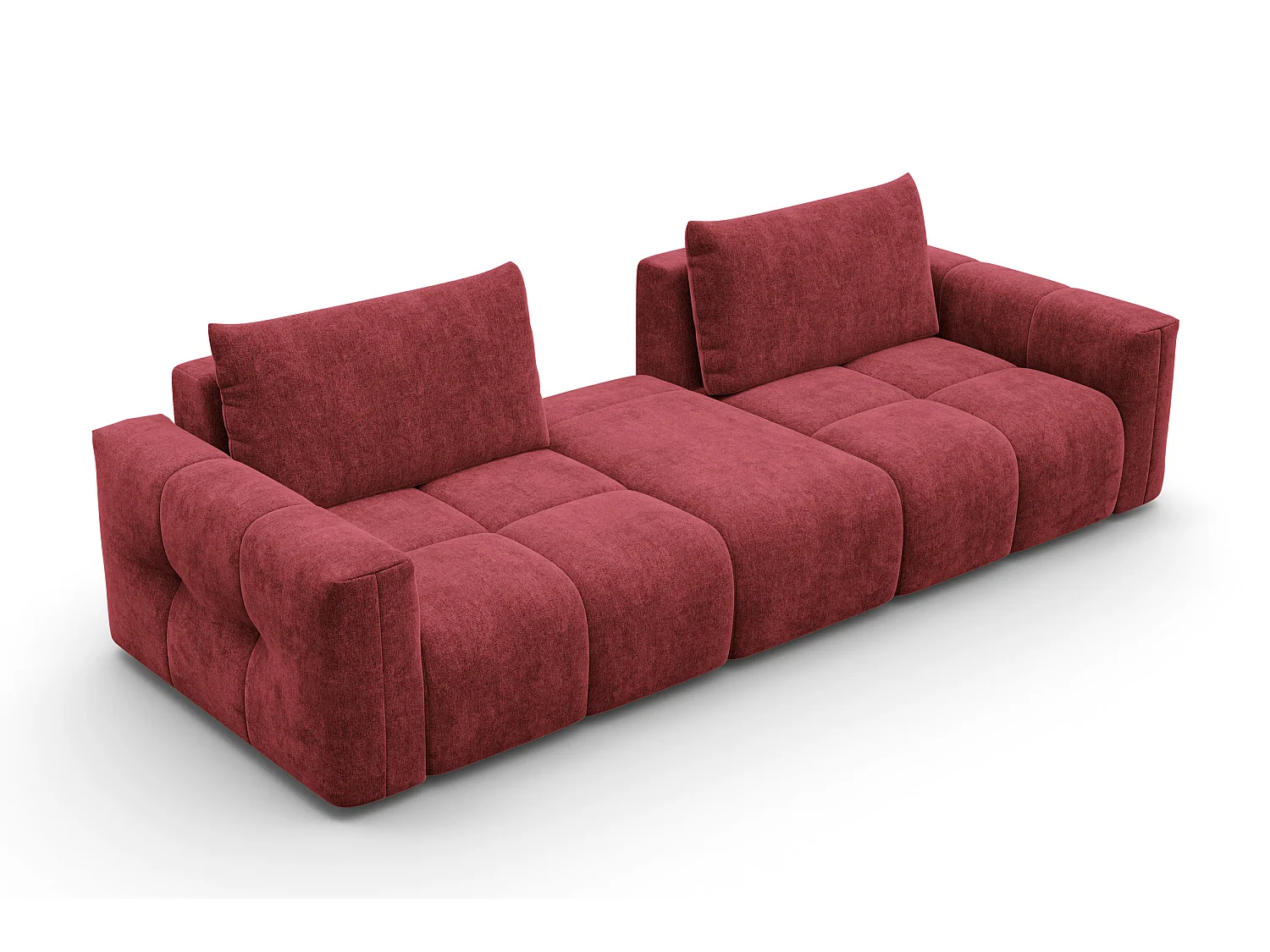 CANAPÉ VERONA 4 places avec pouf, tissu bordeaux