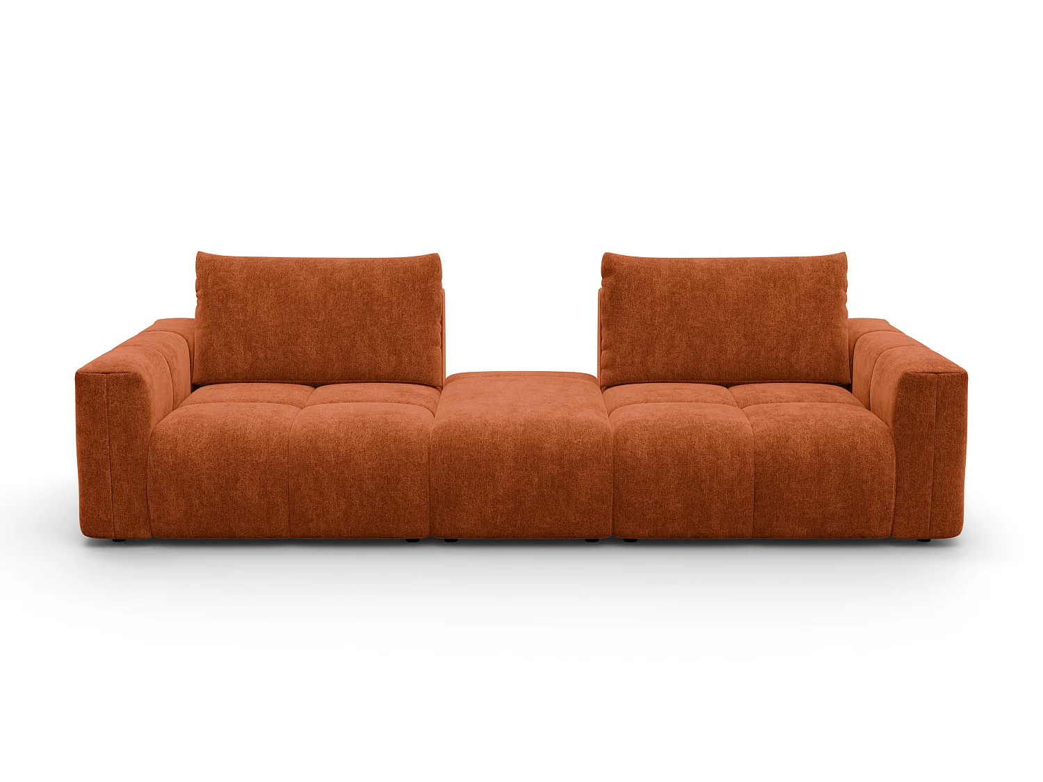 CANAPÉ VERONA 4 places avec pouf, tissu orange