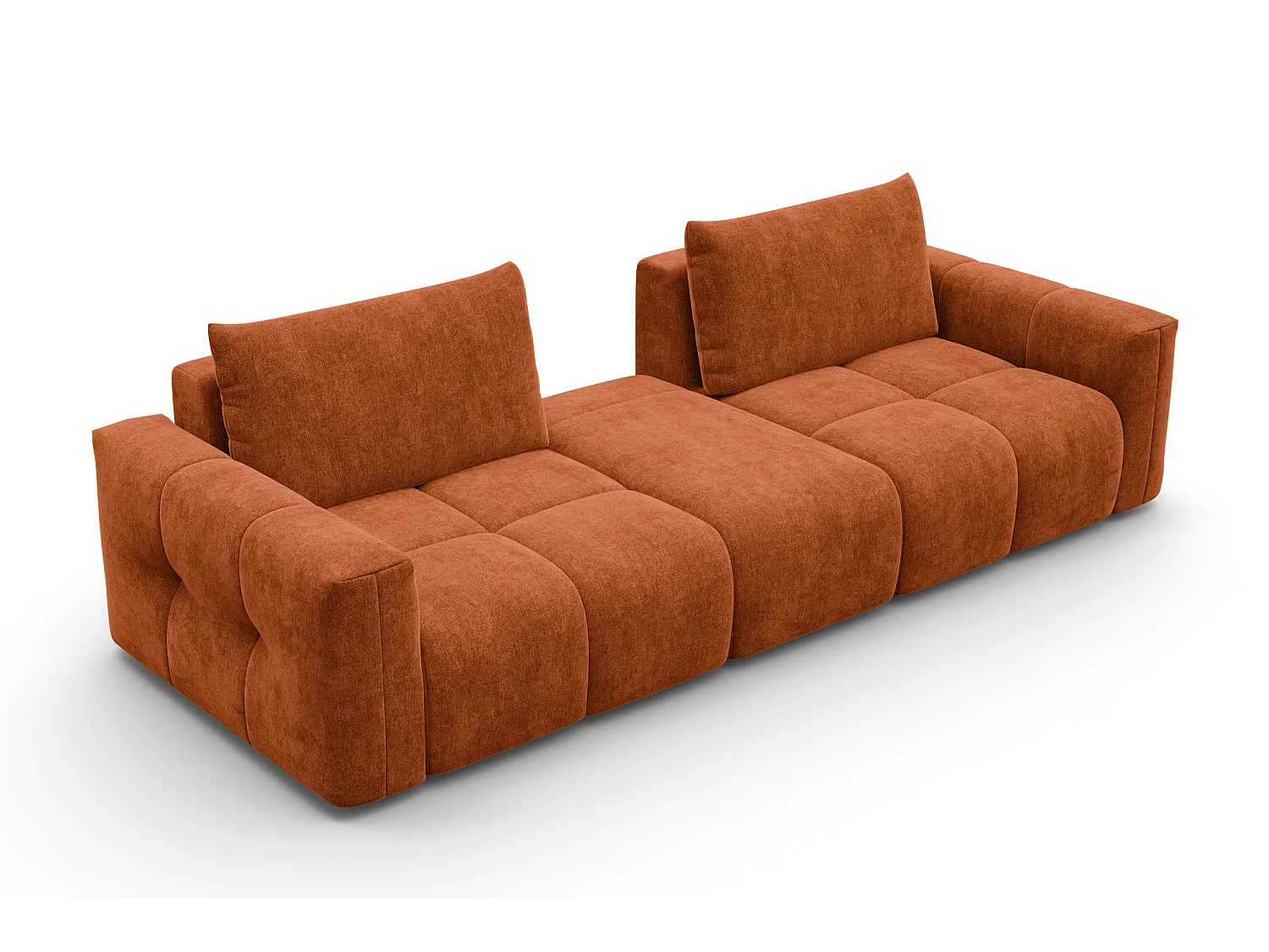 CANAPÉ VERONA 4 places avec pouf, tissu orange