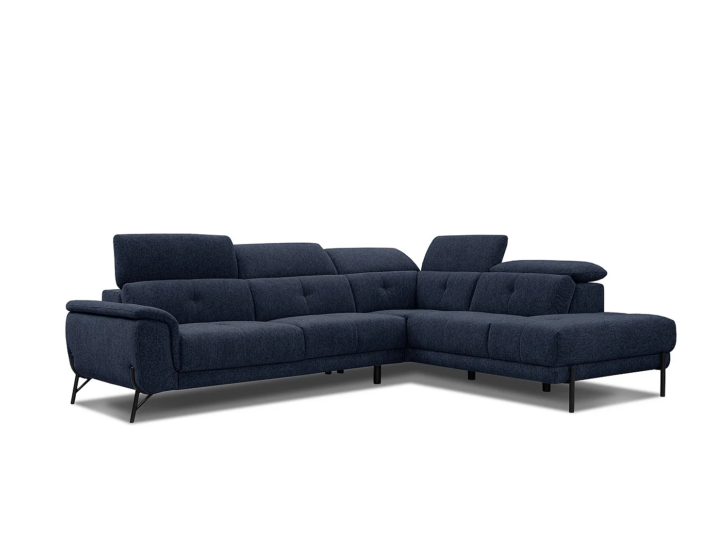 AVENA Ecksofa 5-Sitzer rechts mit verstellbare Kopfstützen, marineblau