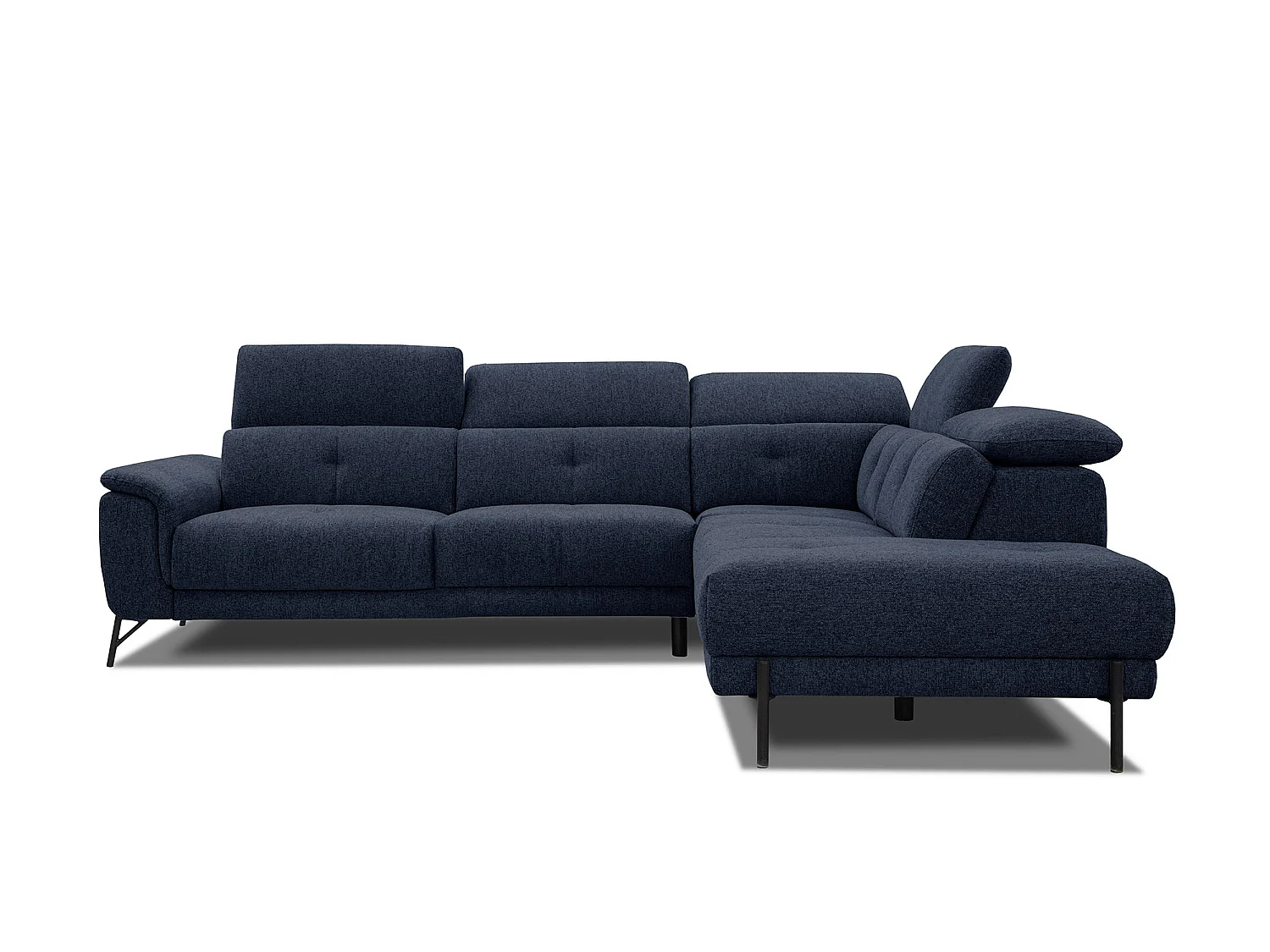 AVENA Ecksofa 5-Sitzer rechts mit verstellbare Kopfstützen, marineblau
