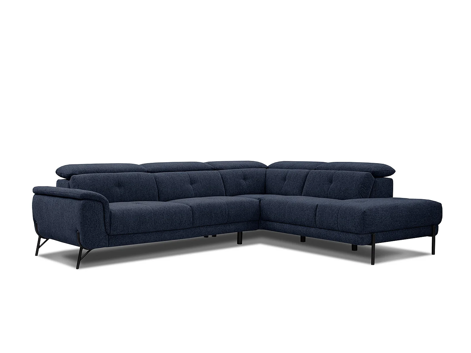 AVENA Ecksofa 5-Sitzer rechts mit verstellbare Kopfstützen, marineblau