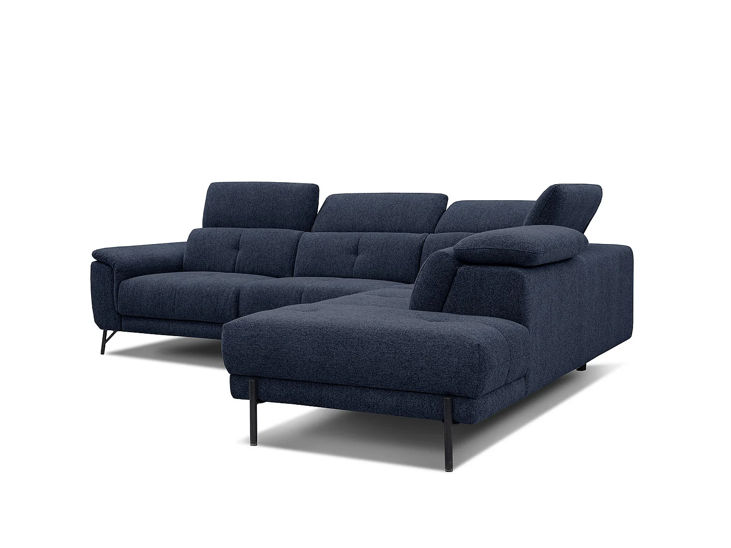 AVENA Ecksofa 5-Sitzer rechts mit verstellbare Kopfstützen, marineblau