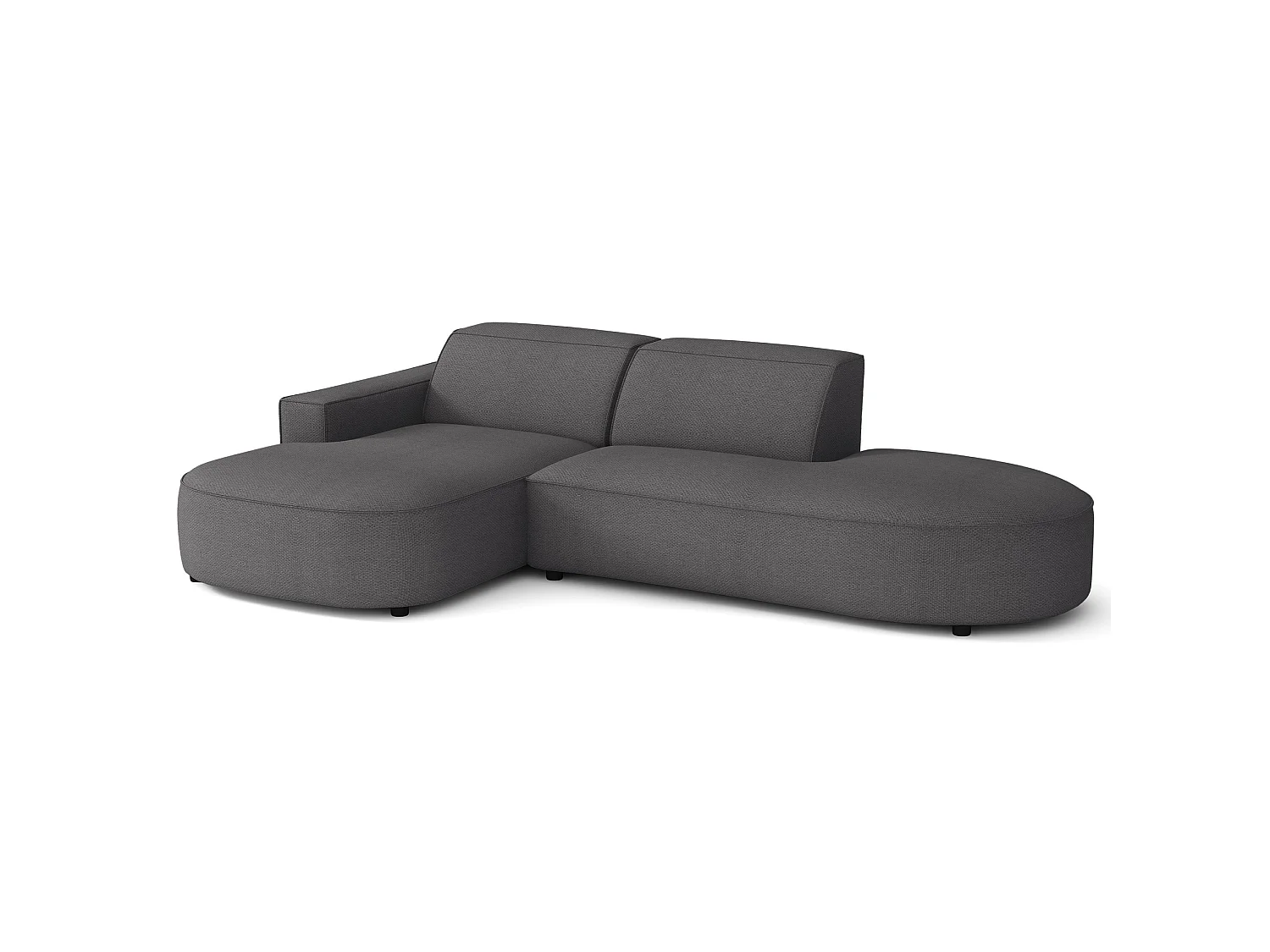 Canapé d'angle - 276 cm - Chenille Gris foncé - Sallmo