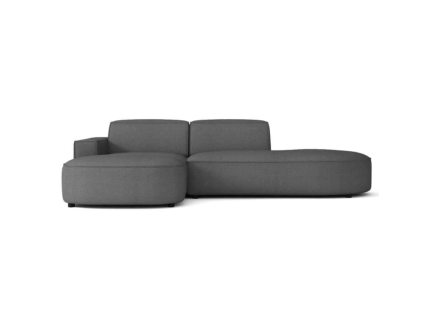 Canapé d'angle - 276 cm - Chenille Gris foncé - Sallmo