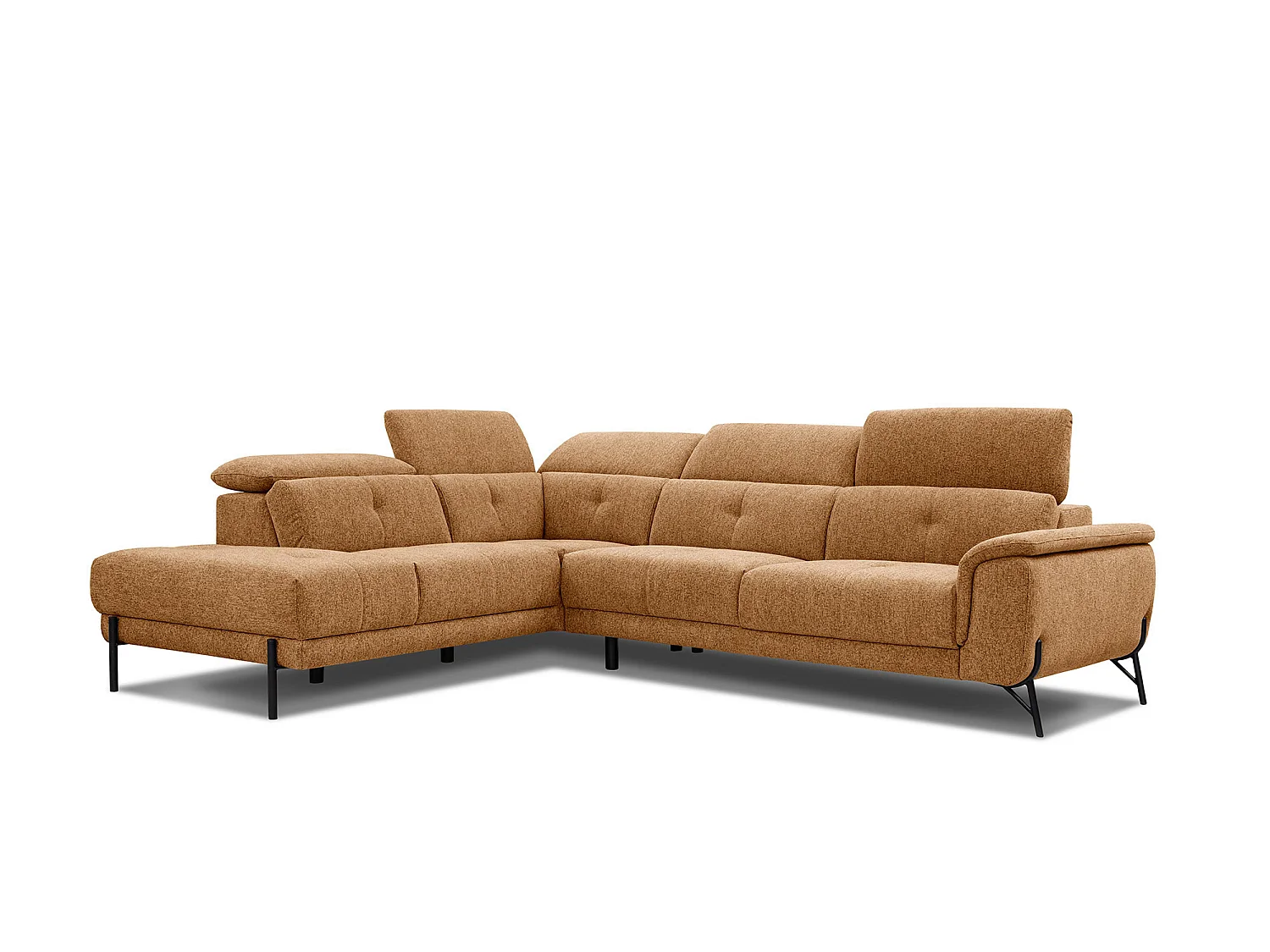 AVENA Ecksofa 5-Sitzer links mit verstellbare Kopfstützen, orange