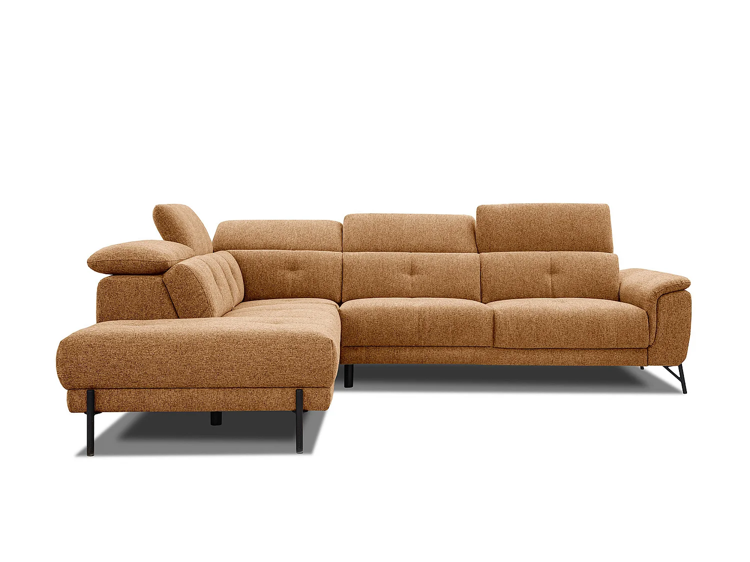 AVENA Ecksofa 5-Sitzer links mit verstellbare Kopfstützen, orange